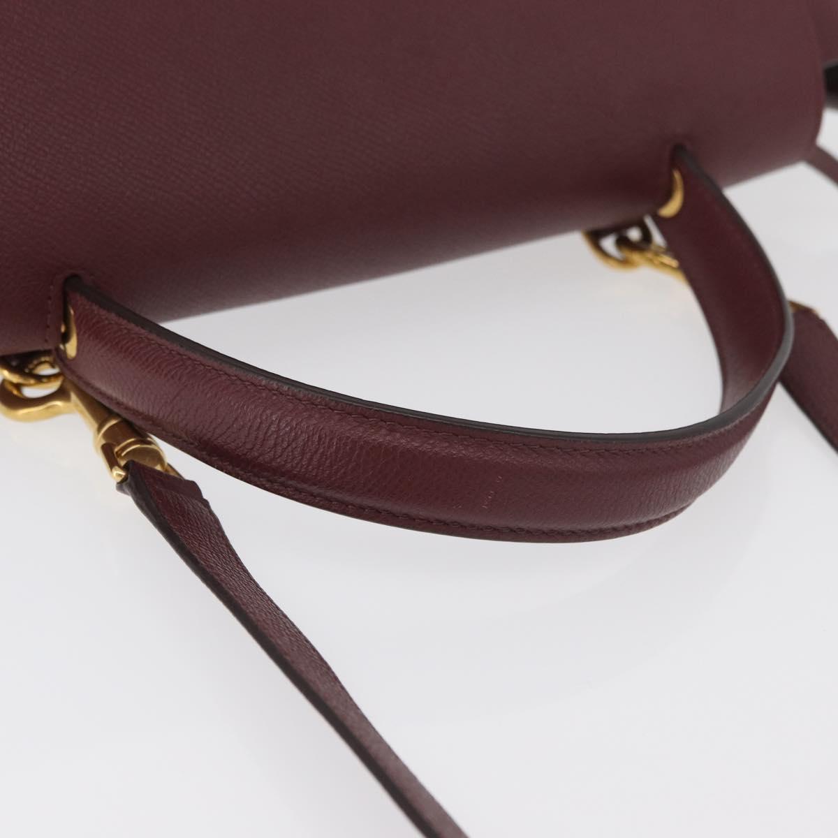 CELINE Belt bag Hand Bag Leather 2way Bordeaux Gold Auth ep14574V