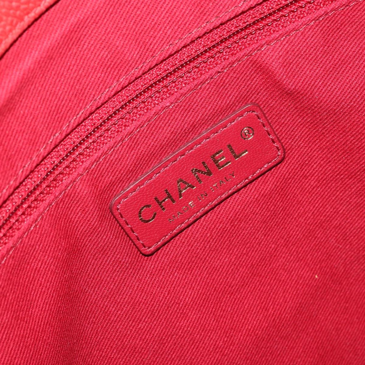 CHANEL Matelasse Chain Shoulder Bag Caviar Skin 2way Red Gold CC Auth ep14575V
