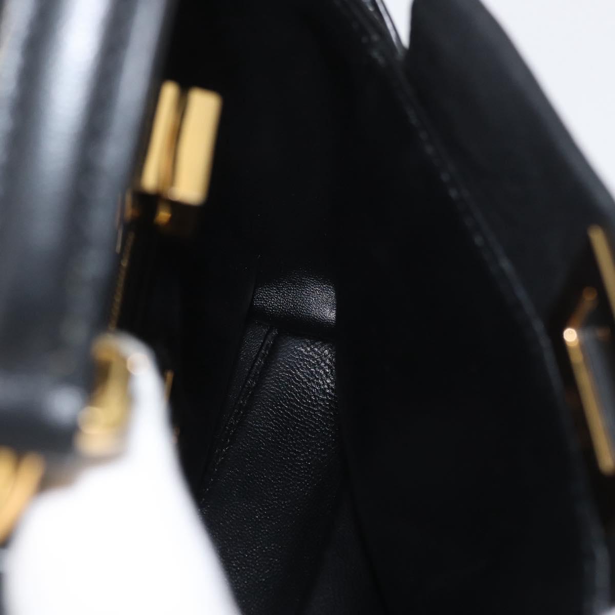 FENDI Monster Peek A Boo XS Hand Bag Leather 2way Black Gold Auth ep14588SAV