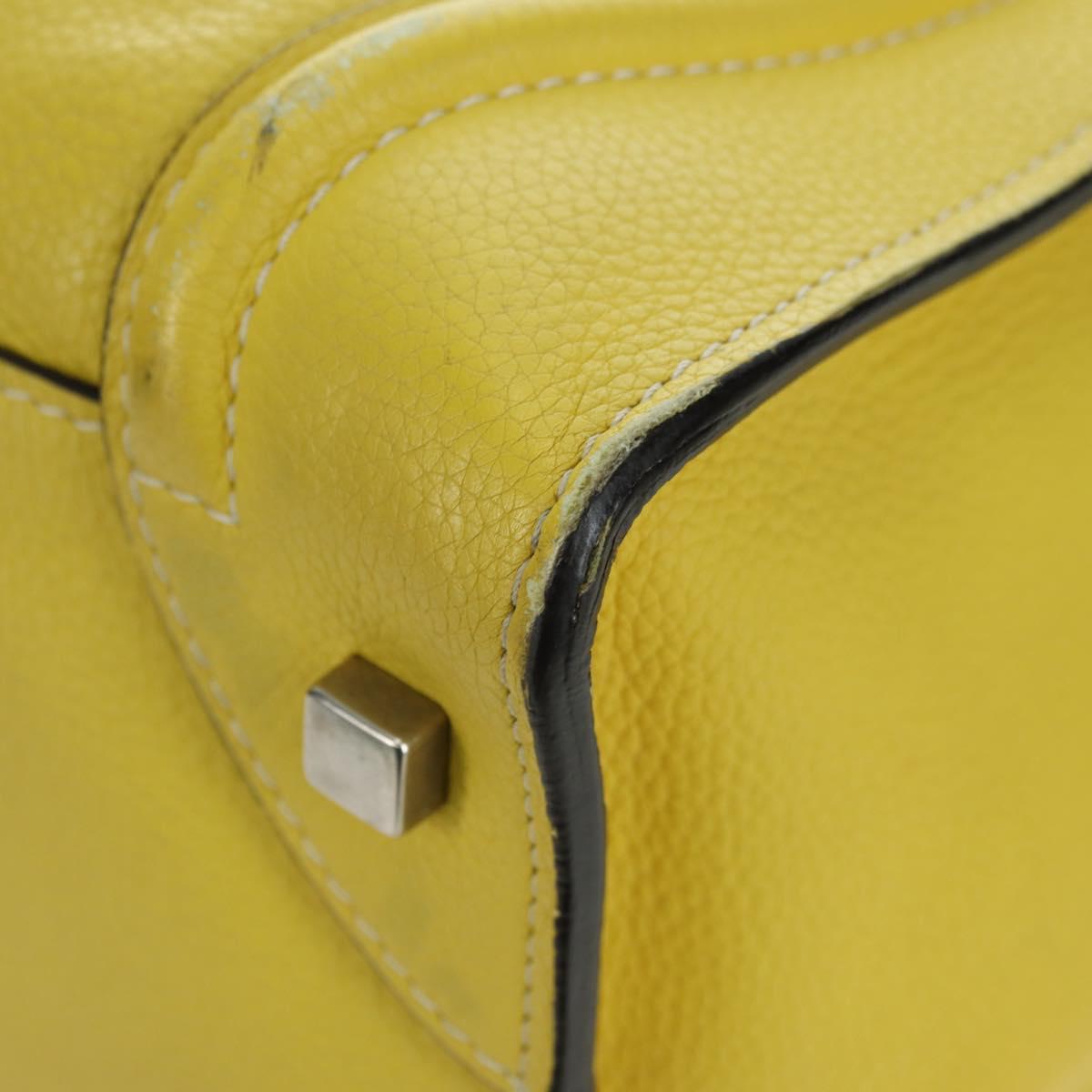CELINE Luggage Mini Shopper Hand Bag Leather Yellow Auth ep14591V