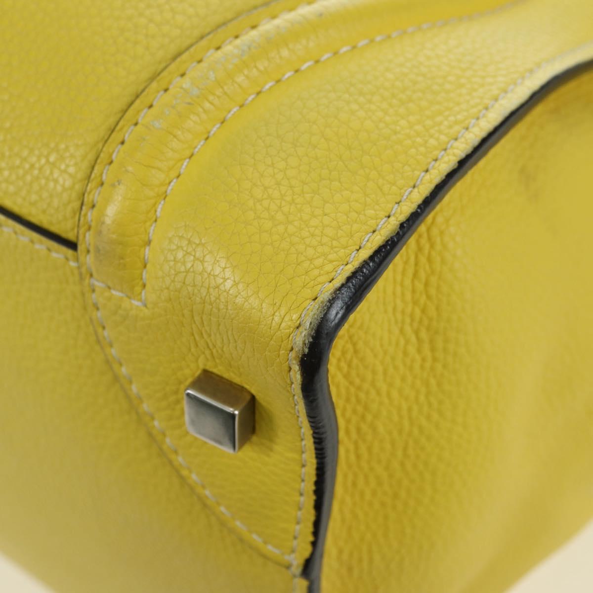CELINE Luggage Mini Shopper Hand Bag Leather Yellow Auth ep14591V