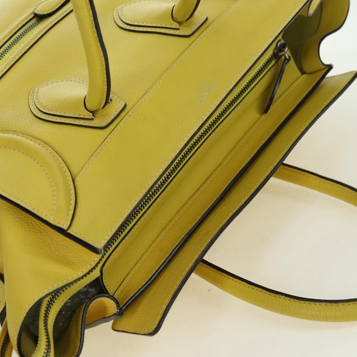 CELINE Luggage Mini Shopper Hand Bag Leather Yellow Auth ep14591V