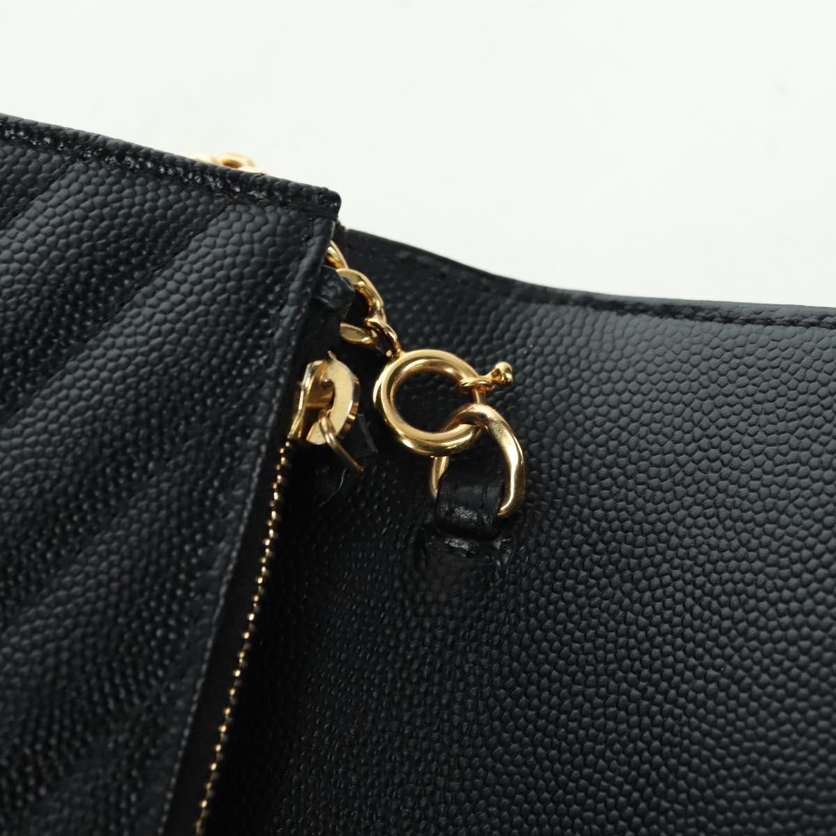 SAINT LAURENT Cassandra Envelope Chain Wallet Leather Black Auth ep14597V