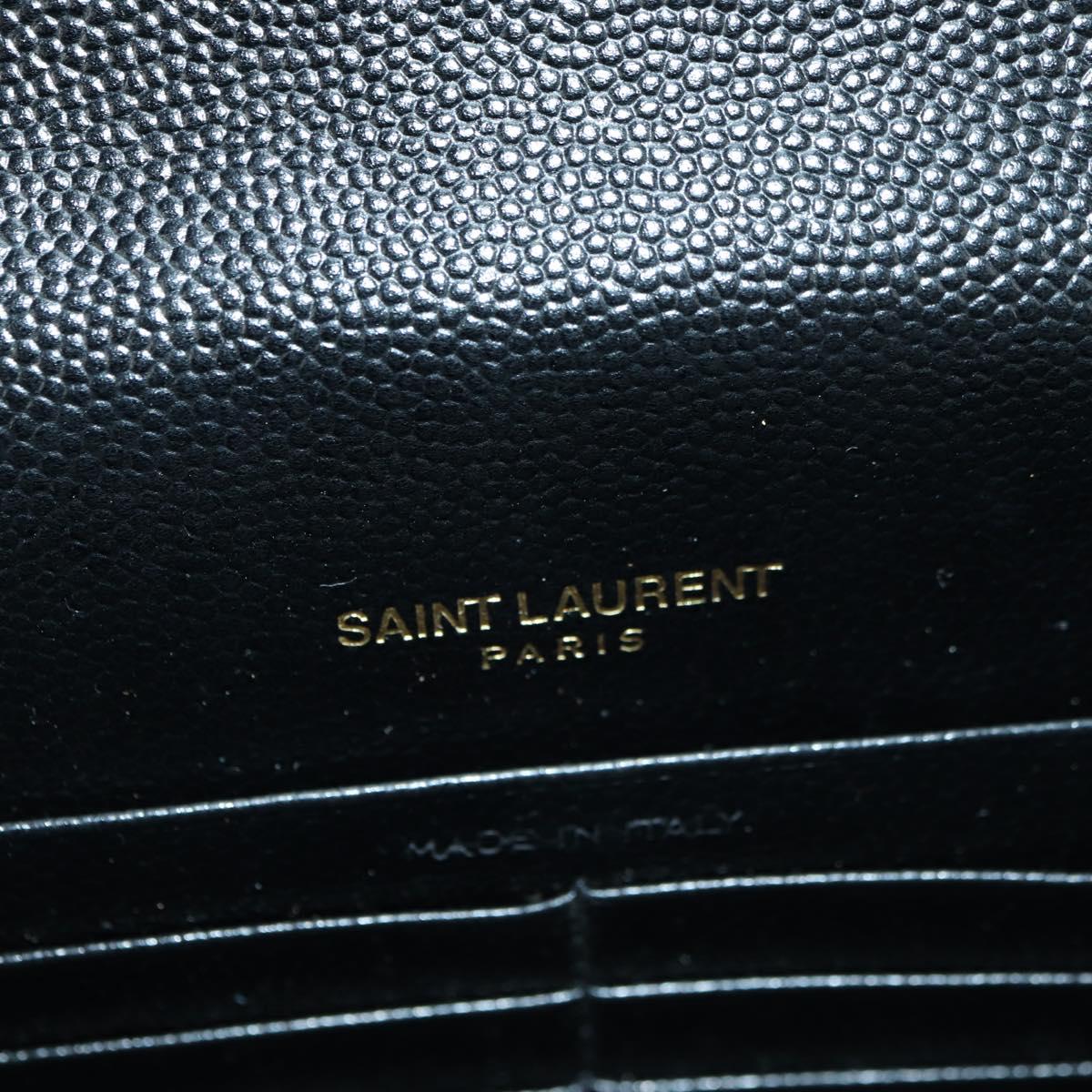 SAINT LAURENT Cassandra Envelope Chain Wallet Leather Black Auth ep14597V