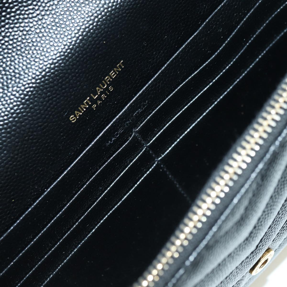 SAINT LAURENT Cassandra Envelope Chain Wallet Leather Black Auth ep14597V