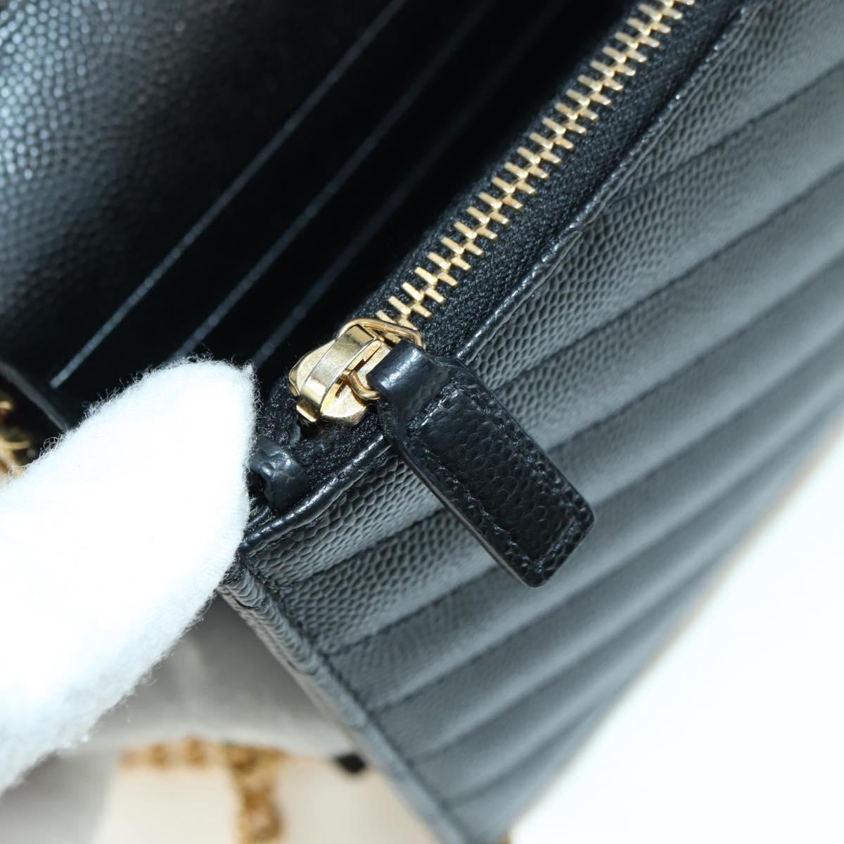 SAINT LAURENT Cassandra Envelope Chain Wallet Leather Black Auth ep14597V