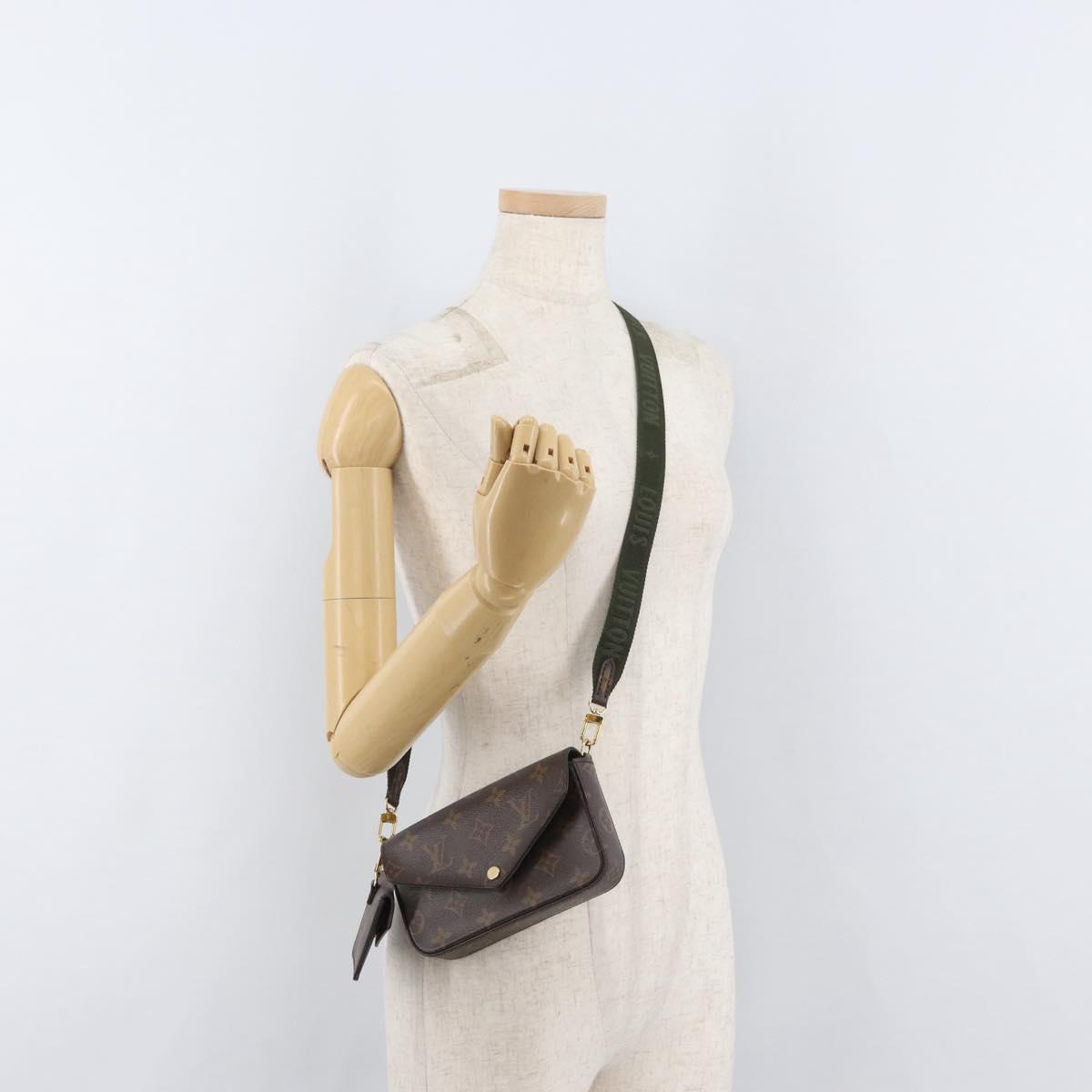 LOUIS VUITTON Monogram Multi Pochette Felicie Pouch Khaki M80091 Auth ep14598A