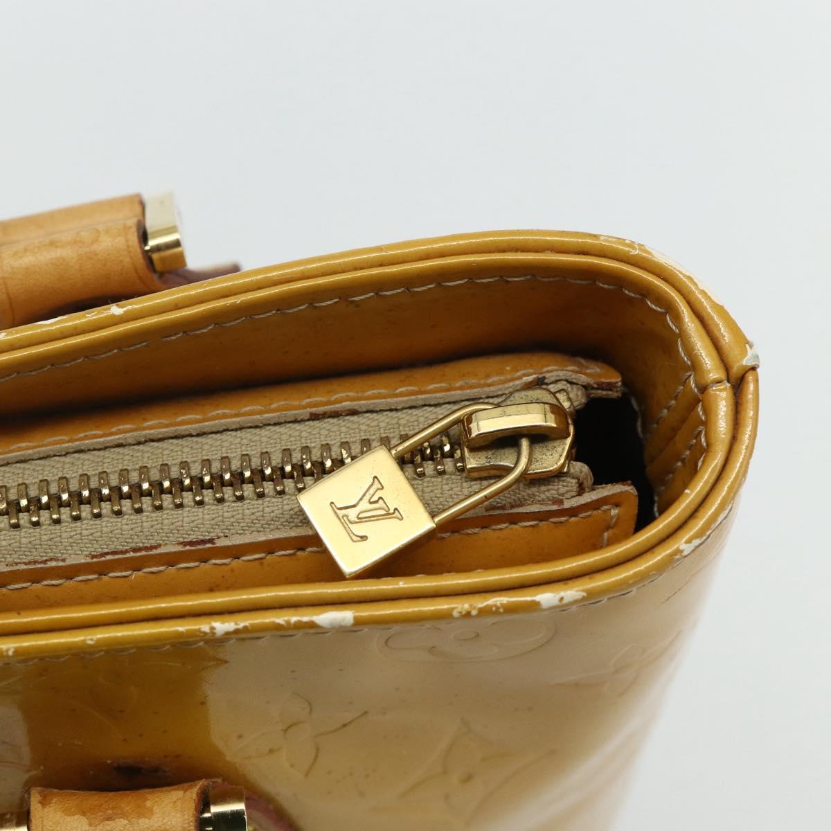 LOUIS VUITTON Monogram Vernis Houston Hand Bag Beige M91004 LV Auth ep14601