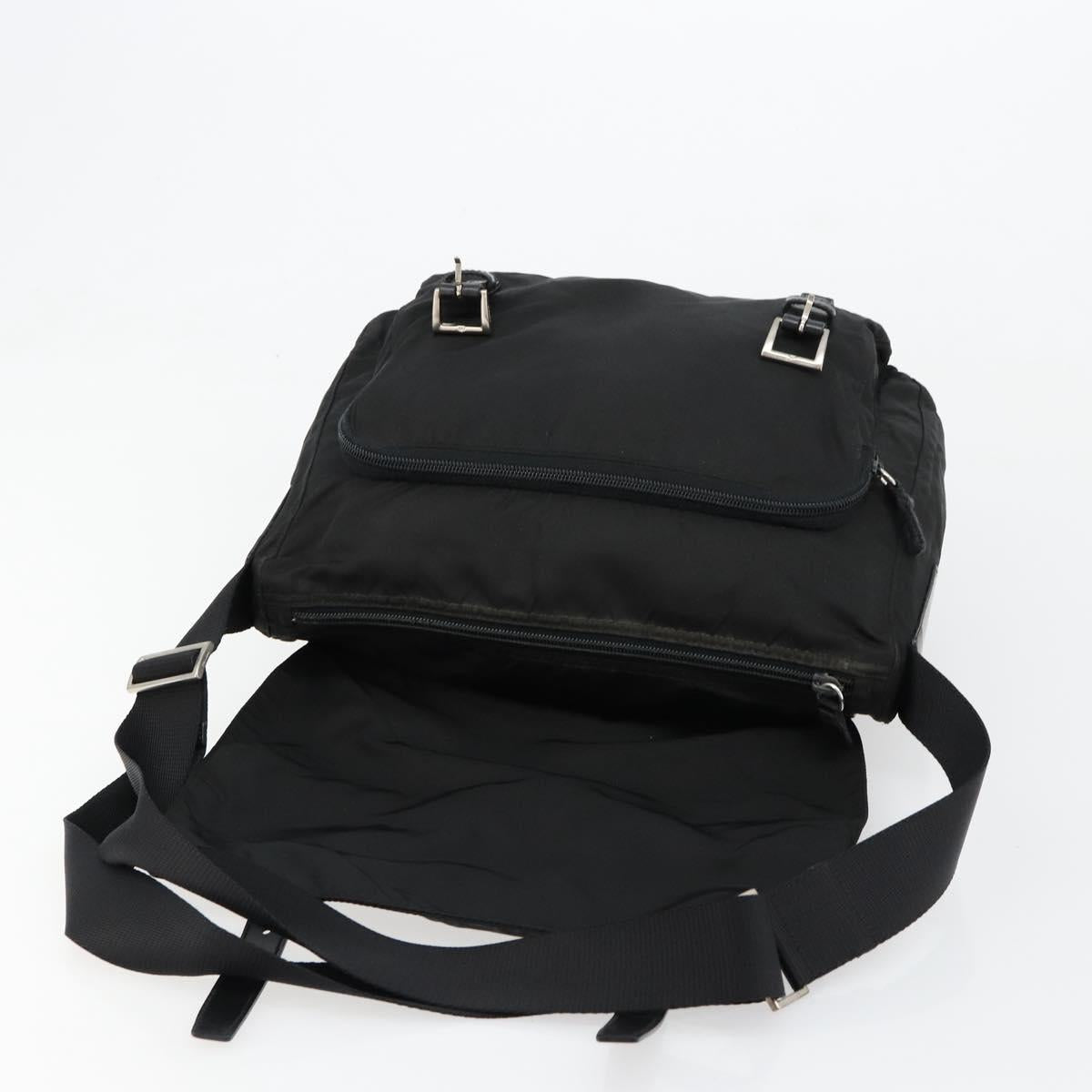 PRADA Shoulder Bag Nylon Black Silver Auth ep14604