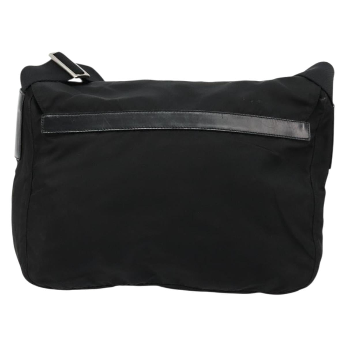 PRADA Shoulder Bag Nylon Black Silver Auth ep14604