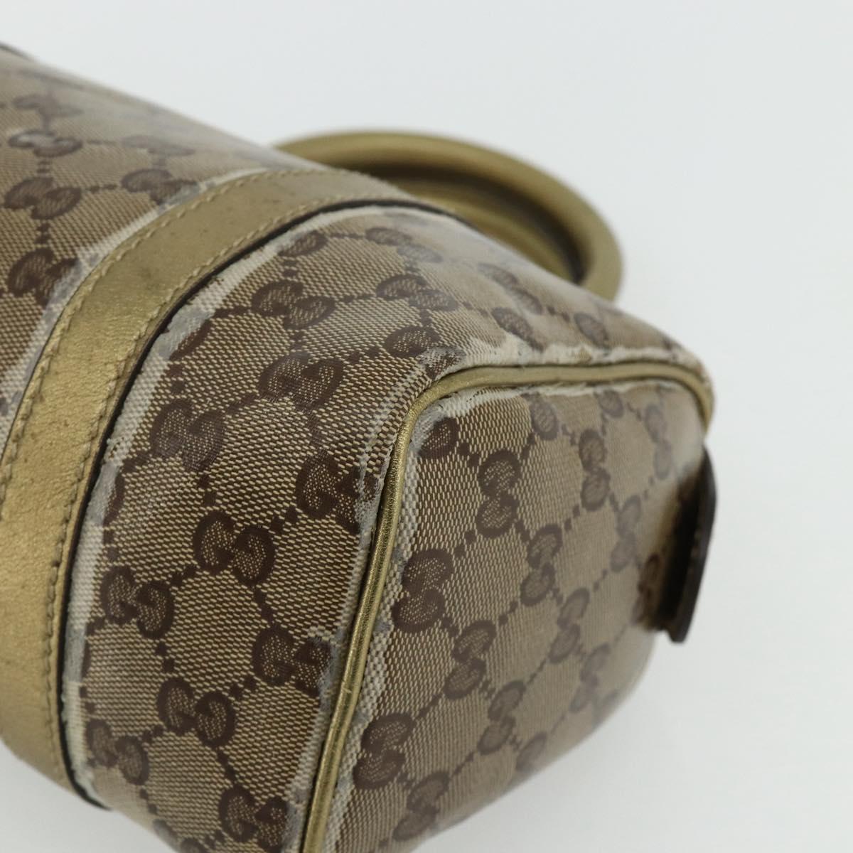 GUCCI GG Crystal Mini Boston Bag Coated Canvas Beige Gold 193604 Auth ep14605