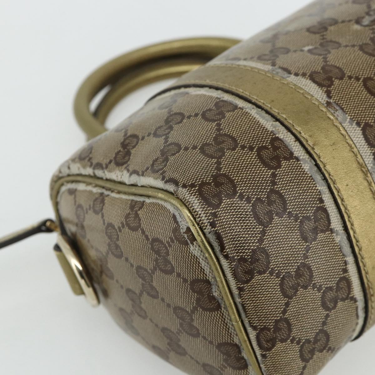 GUCCI GG Crystal Mini Boston Bag Coated Canvas Beige Gold 193604 Auth ep14605