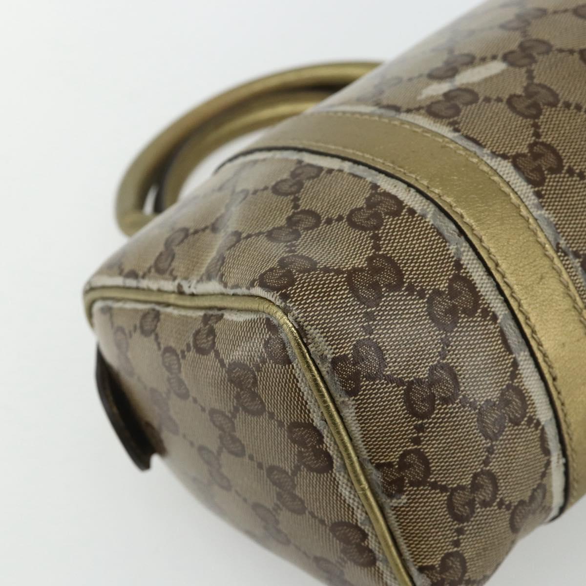 GUCCI GG Crystal Mini Boston Bag Coated Canvas Beige Gold 193604 Auth ep14605