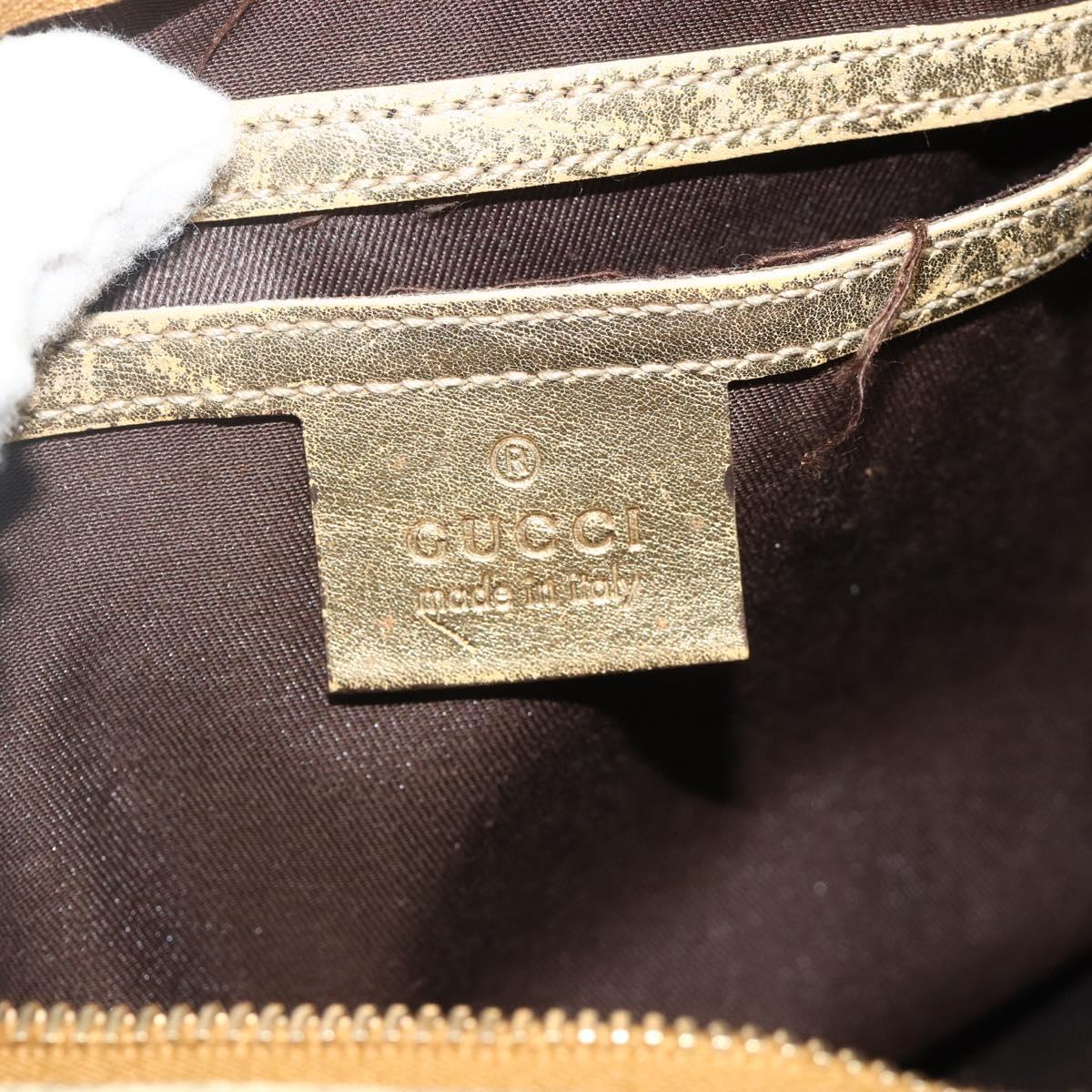 GUCCI GG Crystal Mini Boston Bag Coated Canvas Beige Gold 193604 Auth ep14605