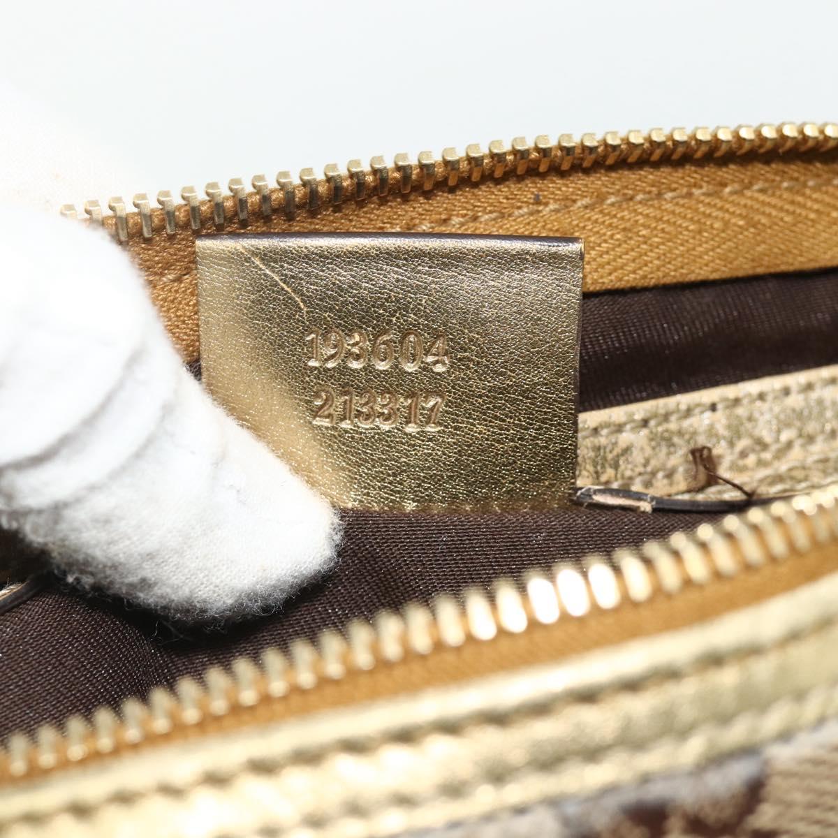 GUCCI GG Crystal Mini Boston Bag Coated Canvas Beige Gold 193604 Auth ep14605