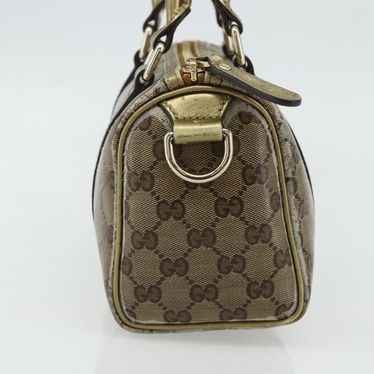 GUCCI GG Crystal Mini Boston Bag Coated Canvas Beige Gold 193604 Auth ep14605
