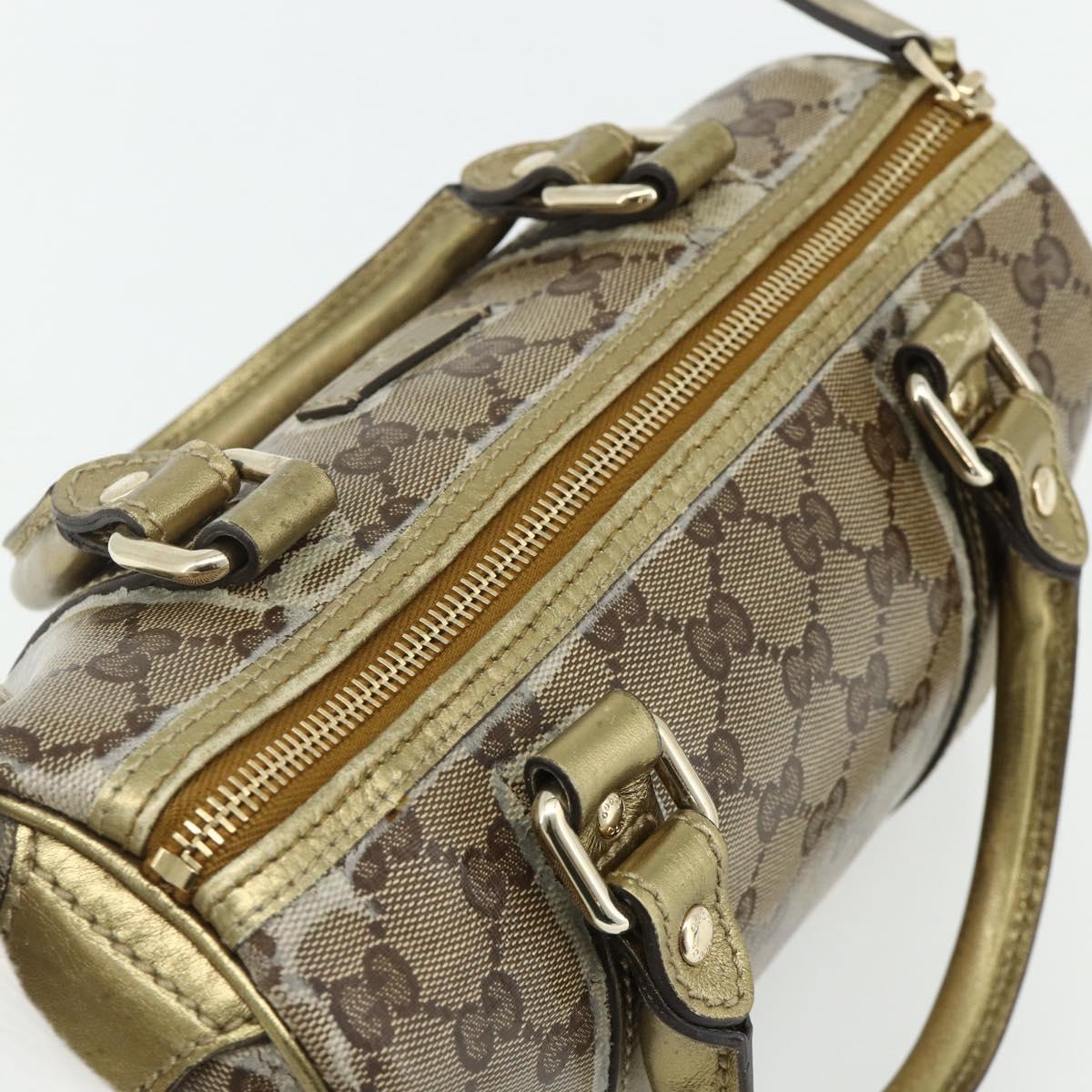 GUCCI GG Crystal Mini Boston Bag Coated Canvas Beige Gold 193604 Auth ep14605