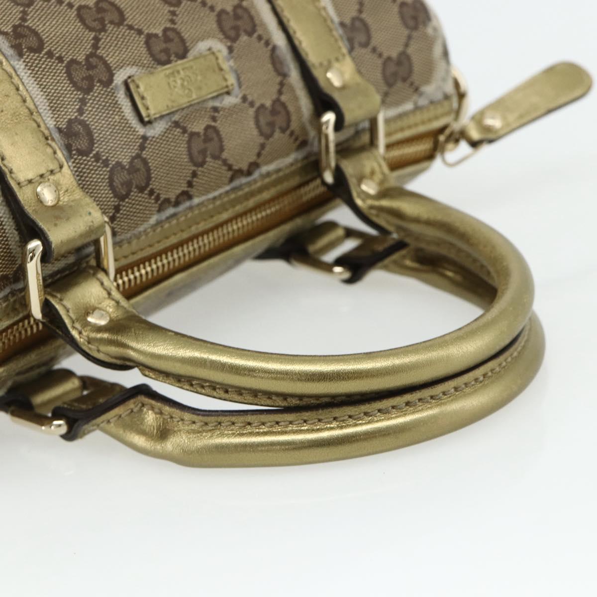 GUCCI GG Crystal Mini Boston Bag Coated Canvas Beige Gold 193604 Auth ep14605