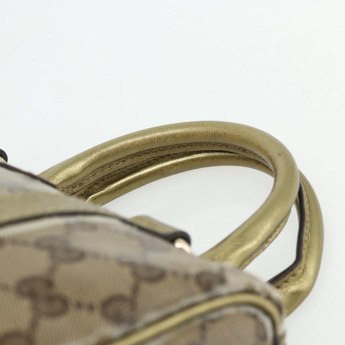 GUCCI GG Crystal Mini Boston Bag Coated Canvas Beige Gold 193604 Auth ep14605