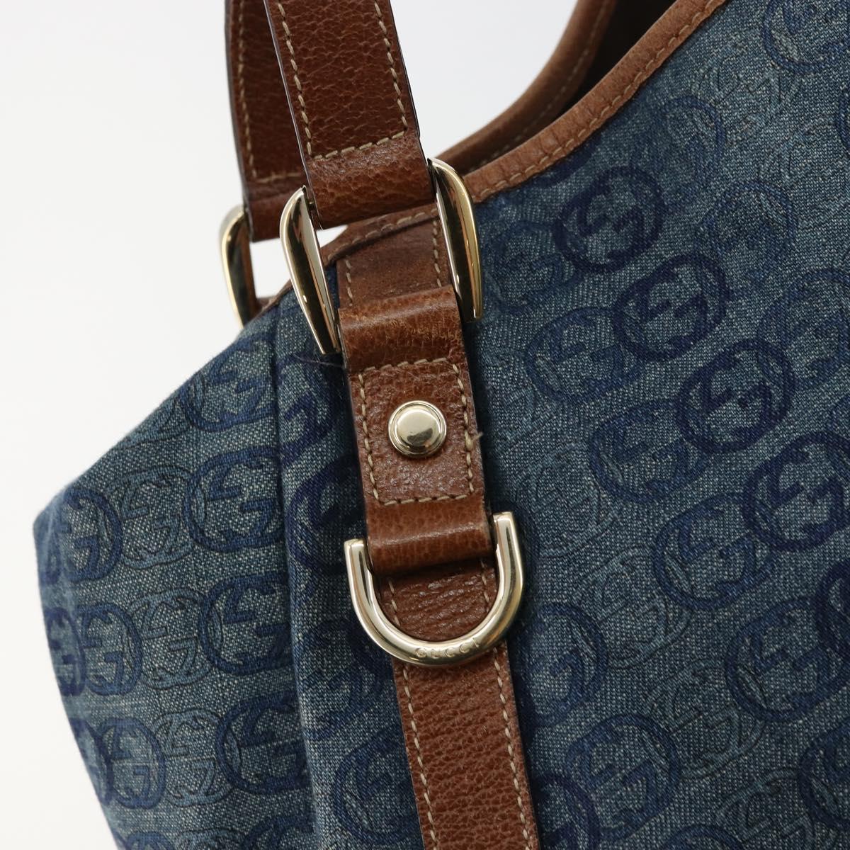 GUCCI GG Canvas Interlocking G Abbey Tote Bag Denim Outlet 130736 Auth ep14606A