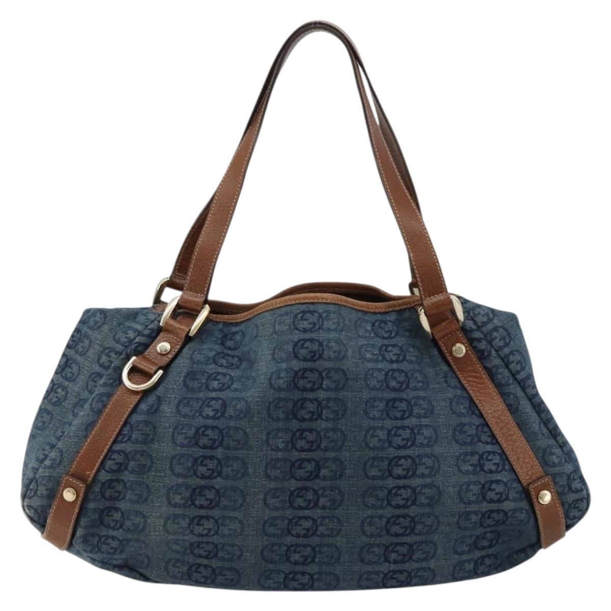 GUCCI GG Canvas Interlocking G Abbey Tote Bag Denim Outlet 130736 Auth ep14606A