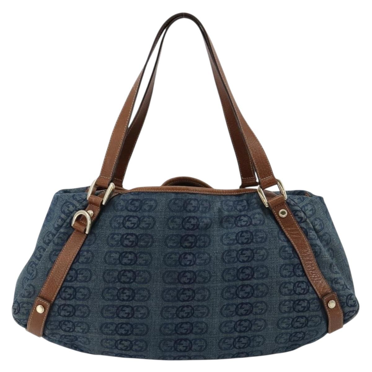 GUCCI GG Canvas Interlocking G Abbey Tote Bag Denim Outlet 130736 Auth ep14606A