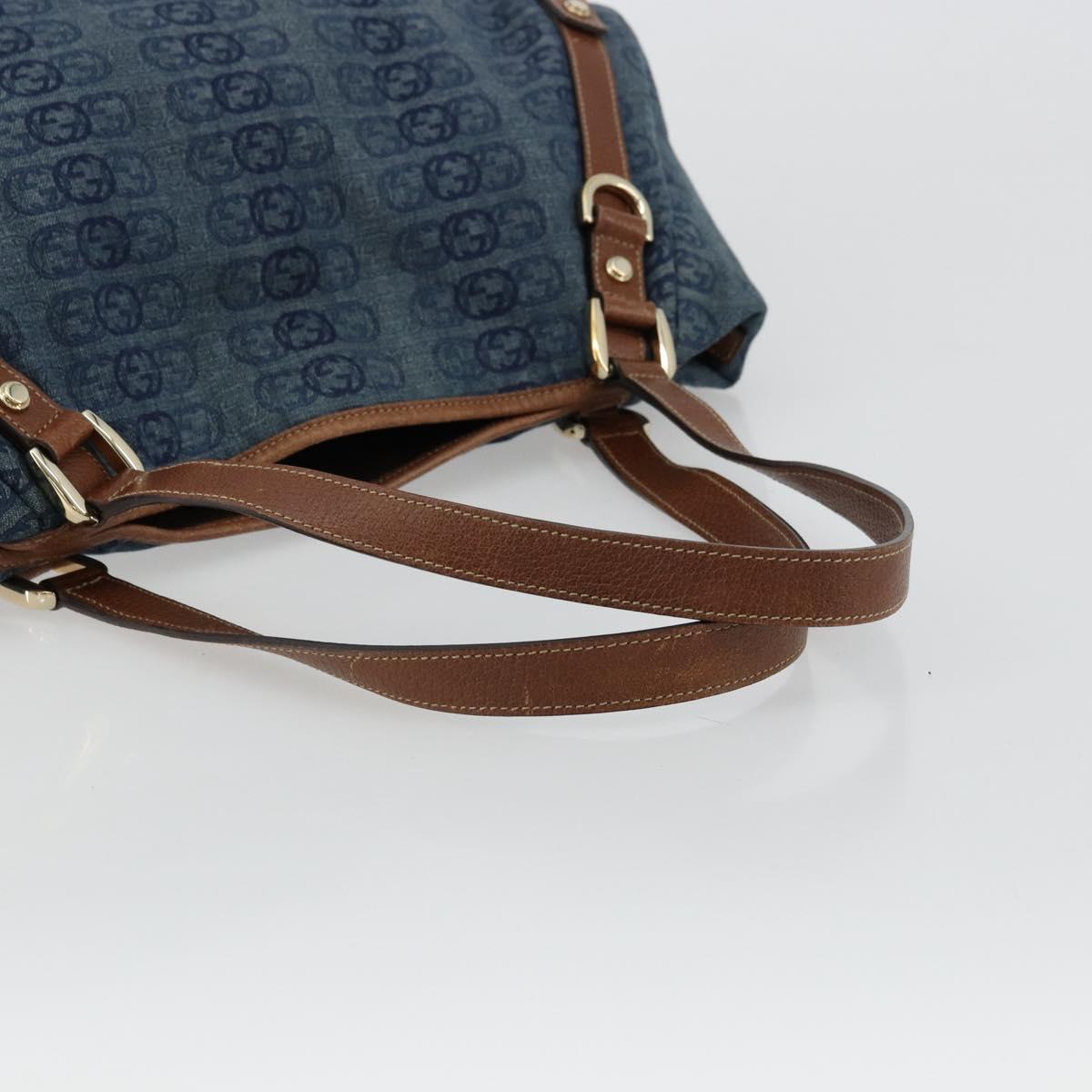 GUCCI GG Canvas Interlocking G Abbey Tote Bag Denim Outlet 130736 Auth ep14606A