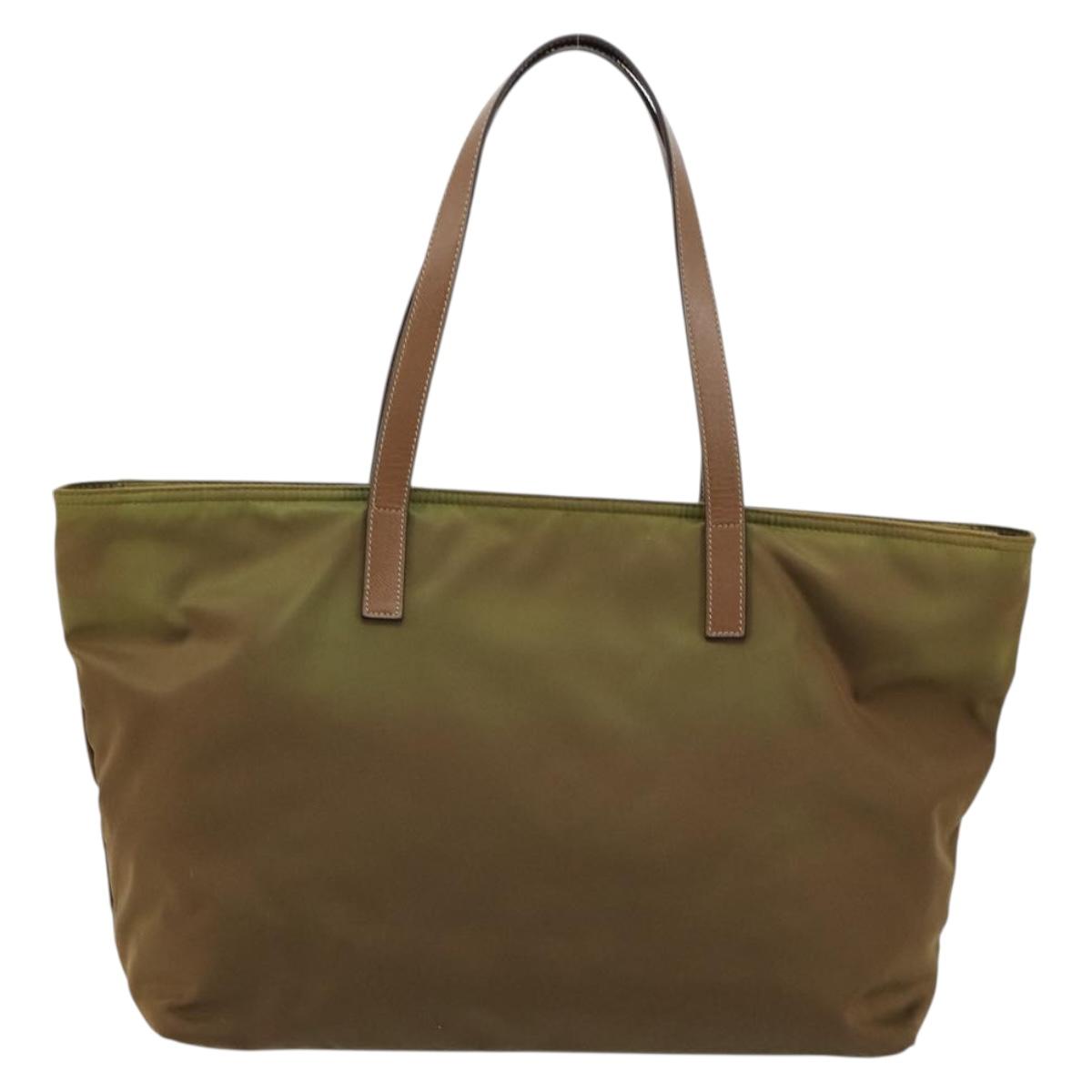 PRADA Tote Bag Nylon Green Silver Auth ep14607