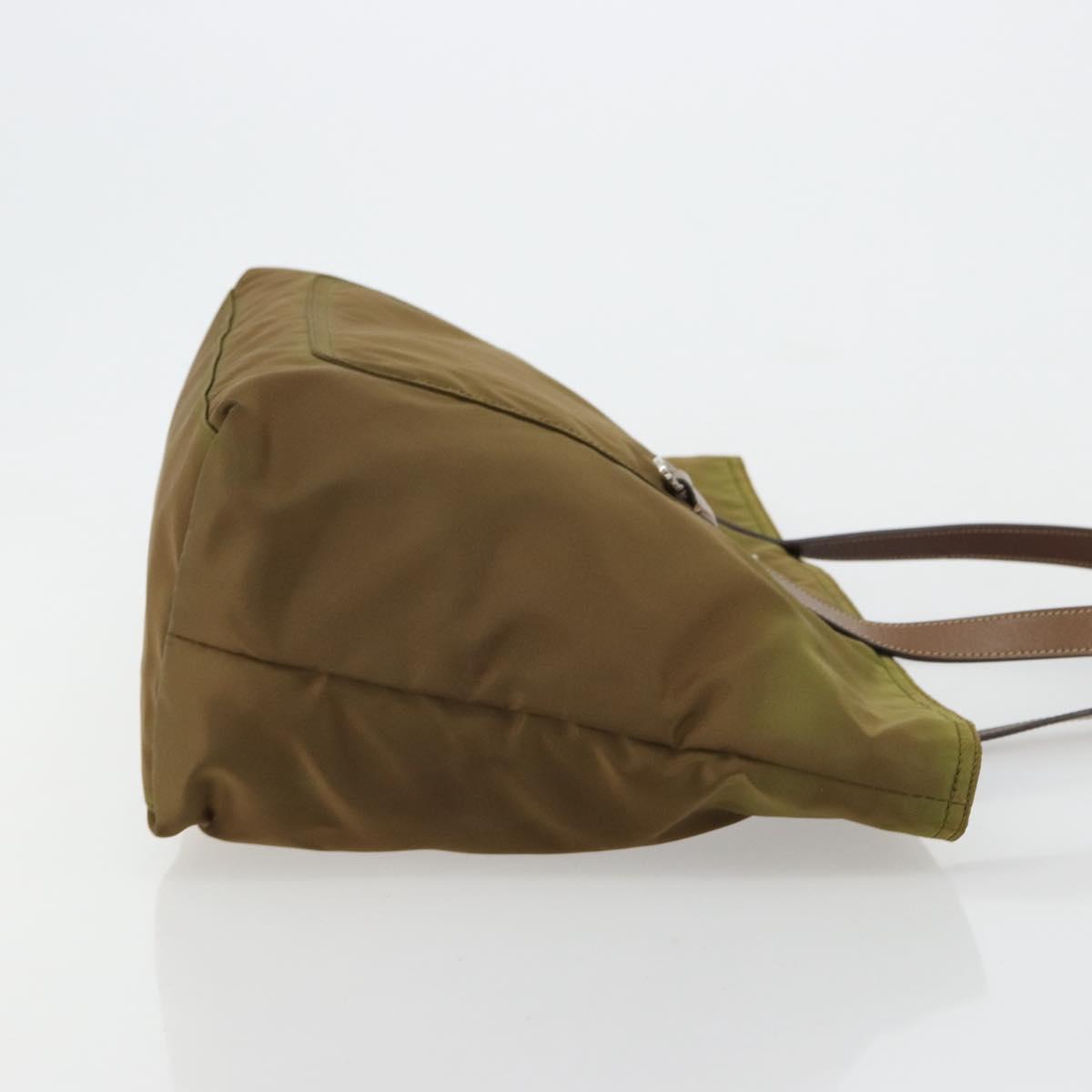 PRADA Tote Bag Nylon Green Silver Auth ep14607