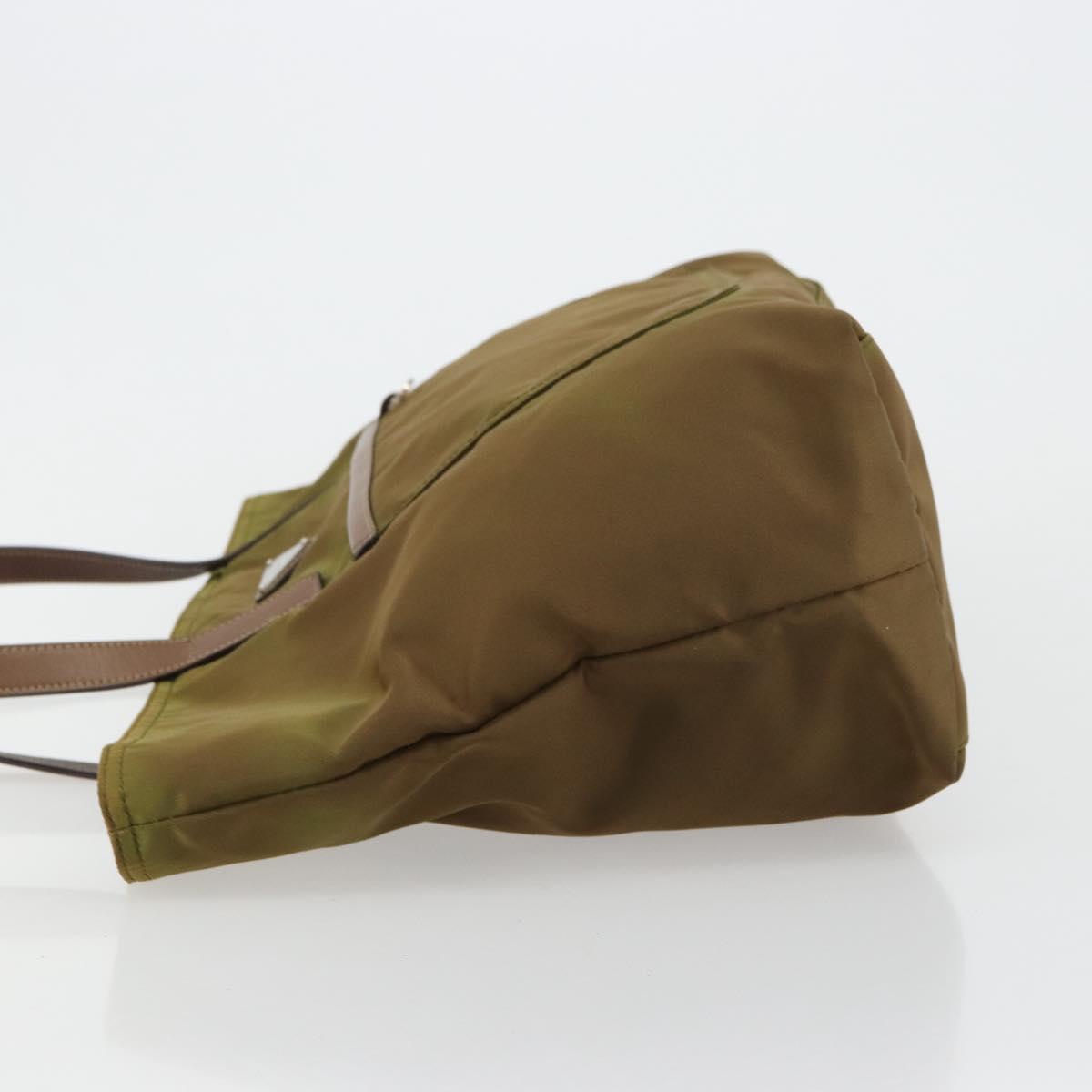 PRADA Tote Bag Nylon Green Silver Auth ep14607