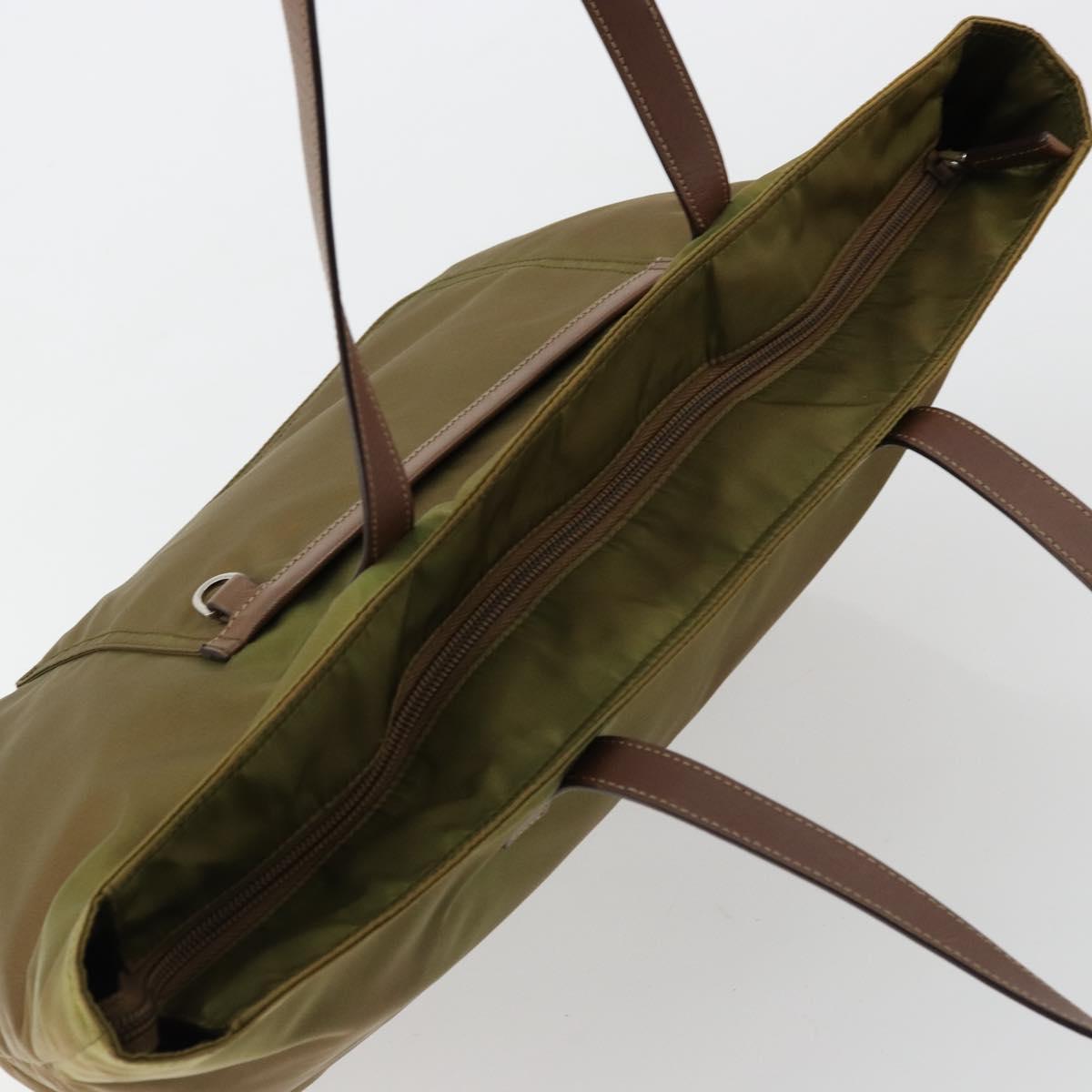 PRADA Tote Bag Nylon Green Silver Auth ep14607