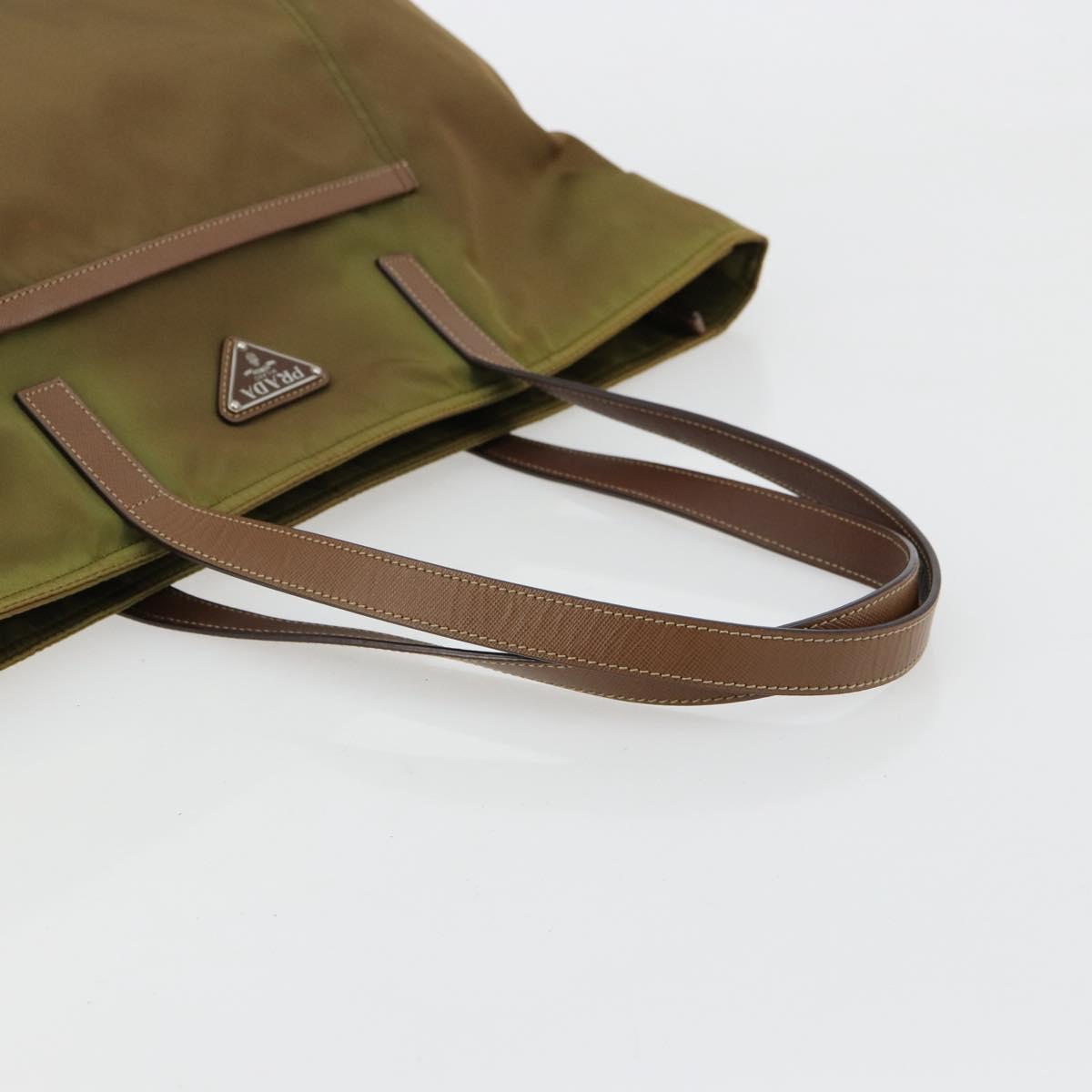 PRADA Tote Bag Nylon Green Silver Auth ep14607