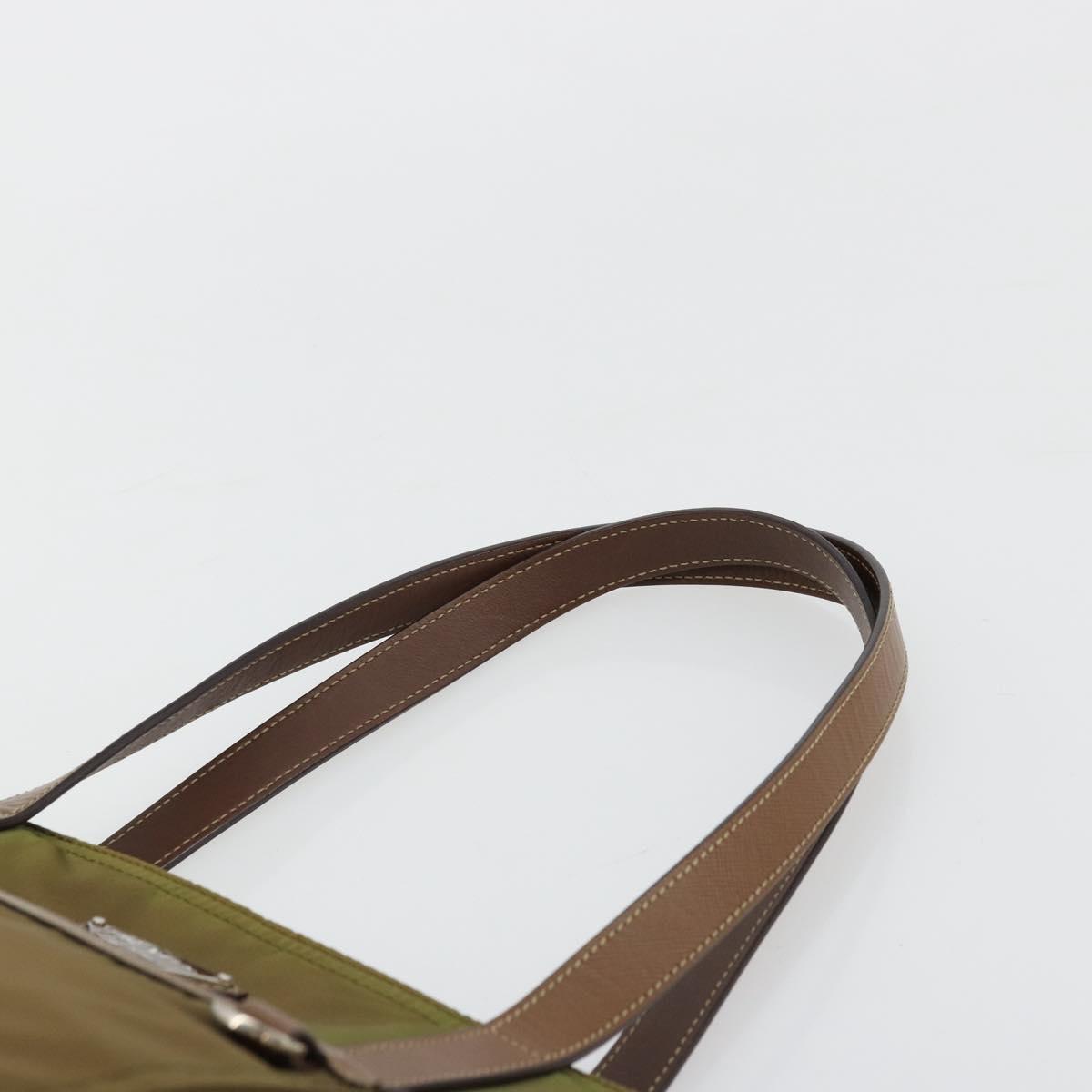 PRADA Tote Bag Nylon Green Silver Auth ep14607