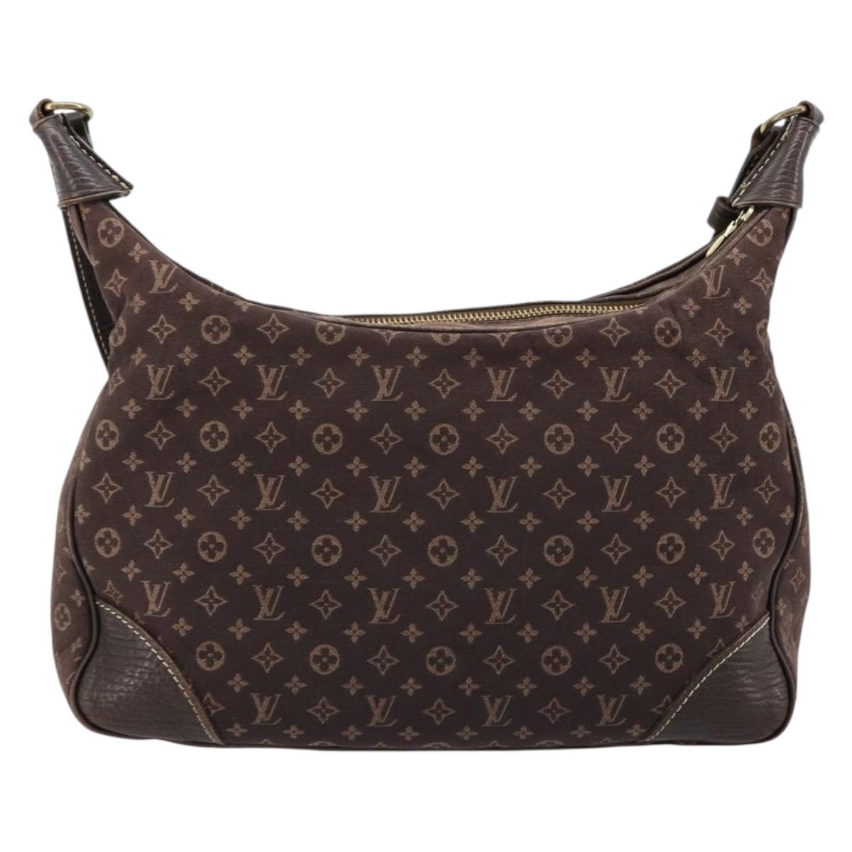 LOUIS VUITTON Monogram Mini Lin Boulogne Bag Brown Ebene M95225 LV Auth ep14608A