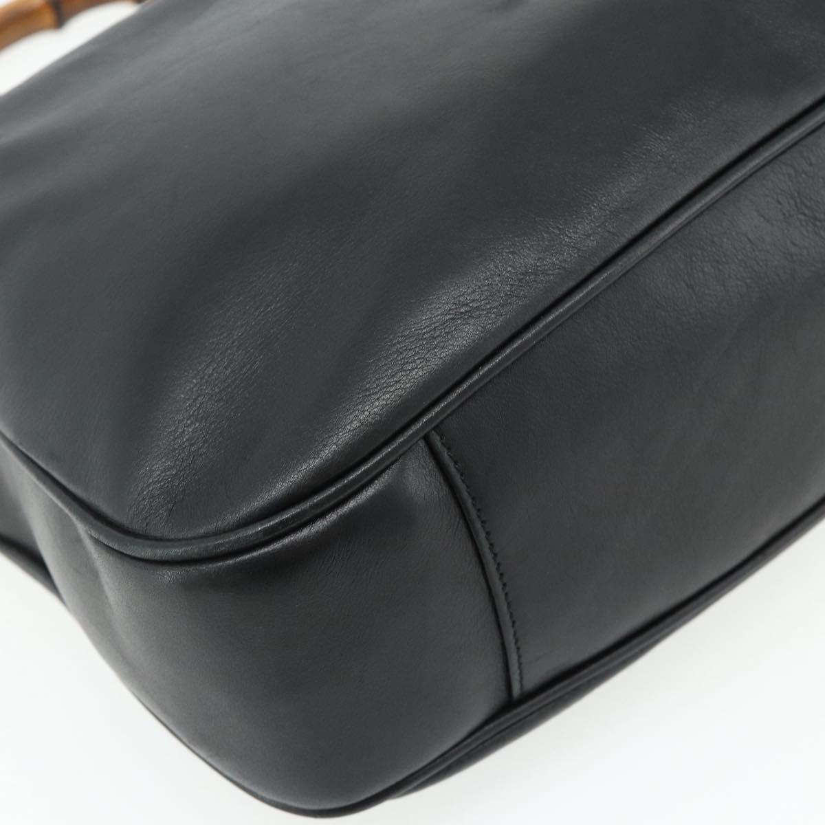 GUCCI Bamboo Hand Bag Nylon 2way Black Gold 001 2058 1577 Auth ep14609