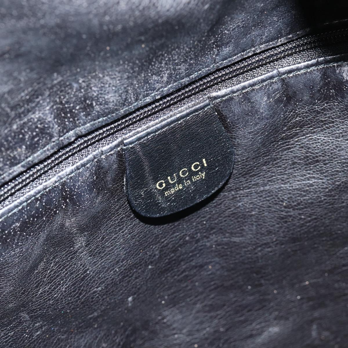 GUCCI Bamboo Hand Bag Nylon 2way Black Gold 001 2058 1577 Auth ep14609