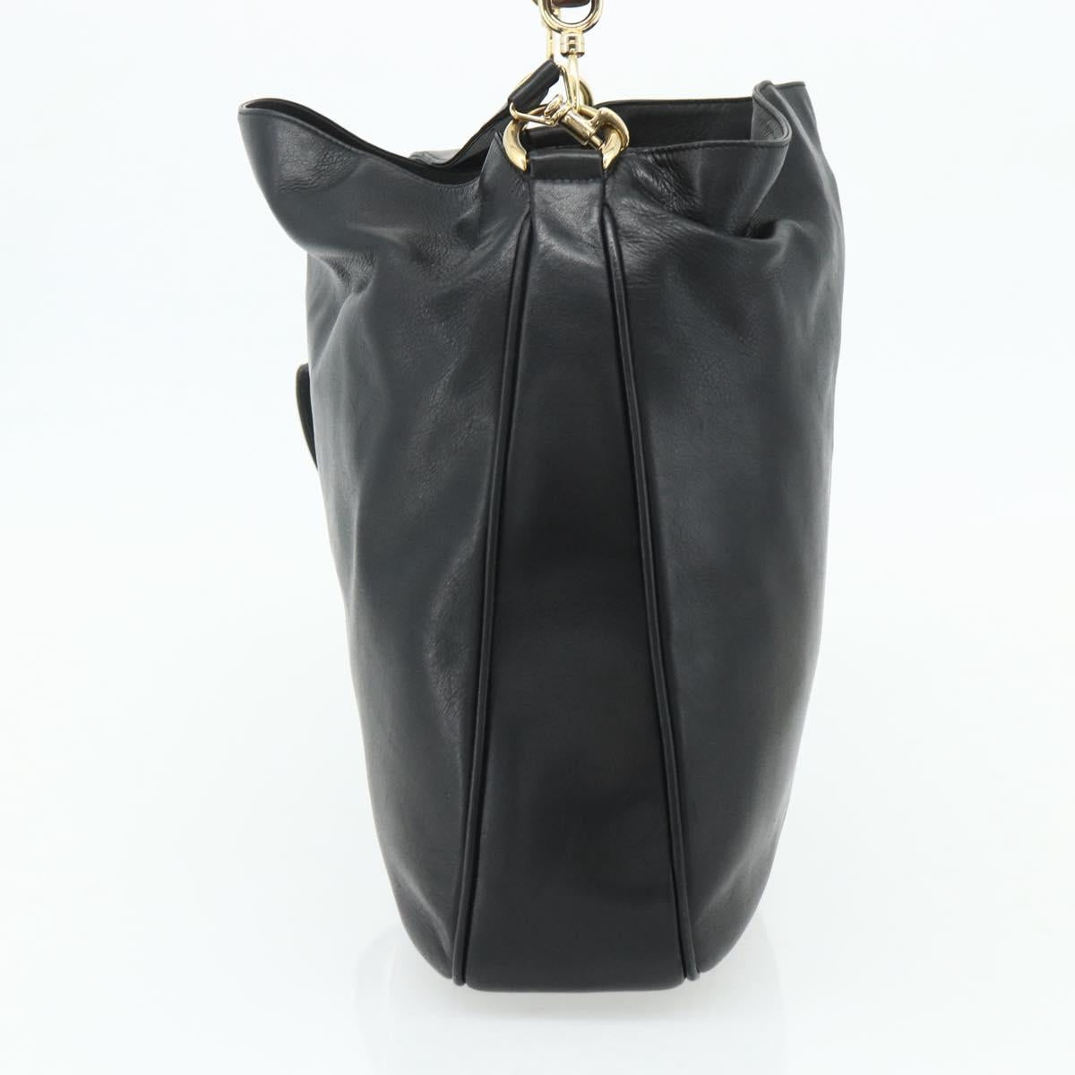 GUCCI Bamboo Hand Bag Nylon 2way Black Gold 001 2058 1577 Auth ep14609