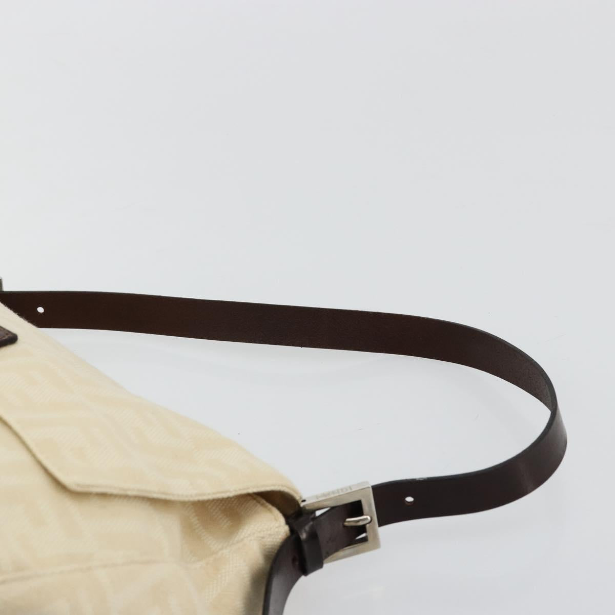 FENDI Zucca Canvas Mamma Baguette Shoulder Bag Beige Silver Auth ep14613A