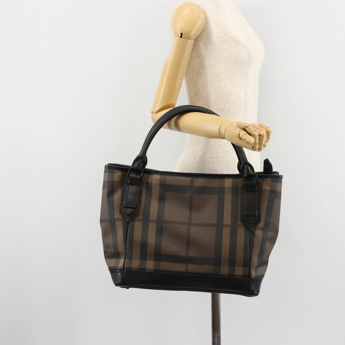 BURBERRY Nova Check Tote Bag PVC Beige Auth ep14617