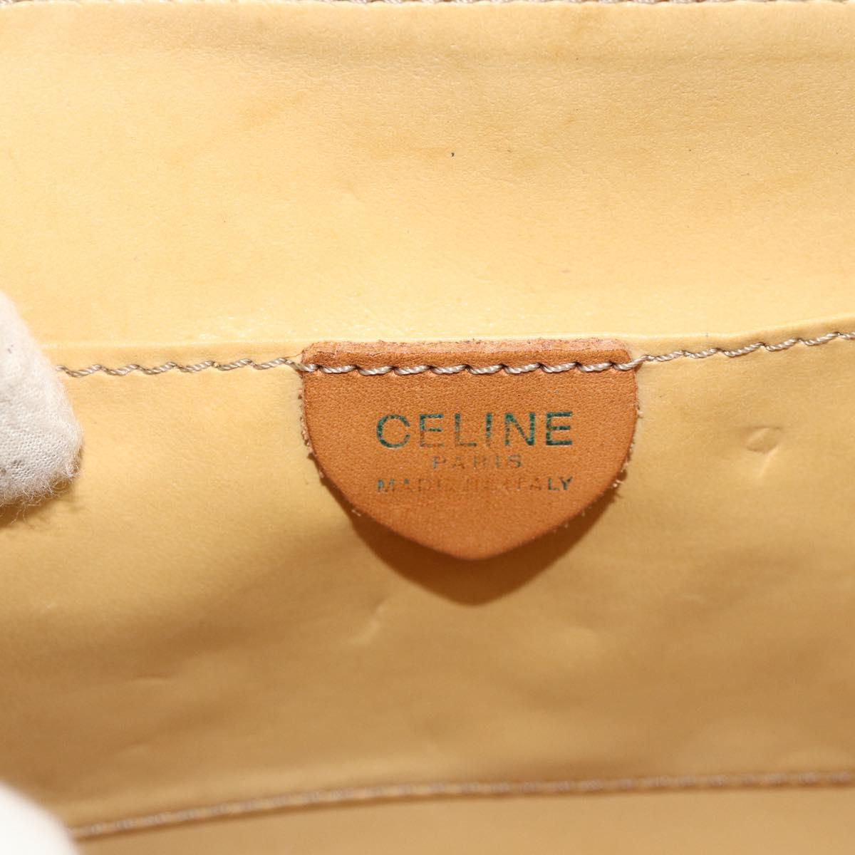 CELINE Macadam Canvas Medallion Shoulder Bag PVC Leather Brown Gold Auth ep14618