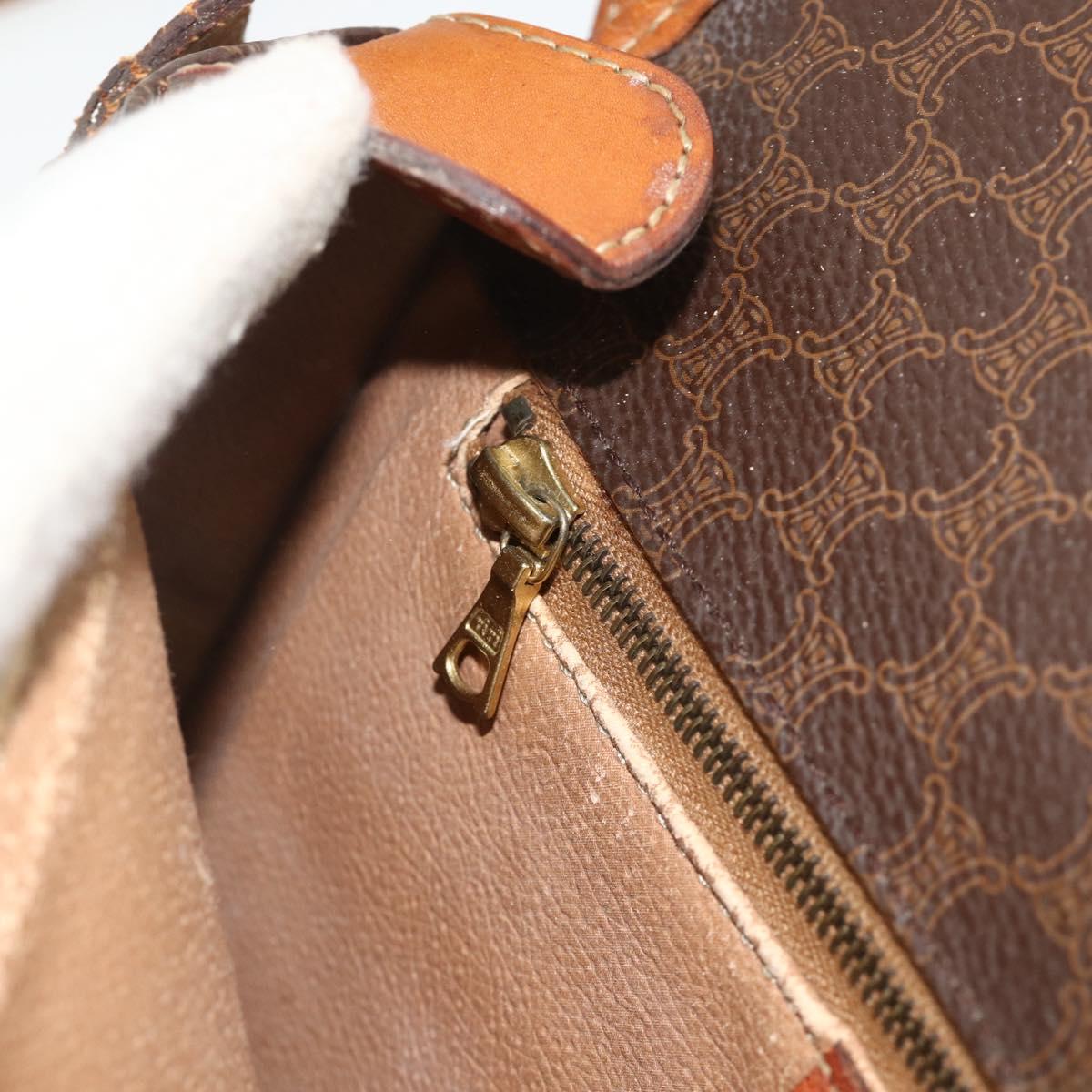 CELINE Macadam Canvas Shoulder Bag PVC Leather Brown Gold Auth ep14625