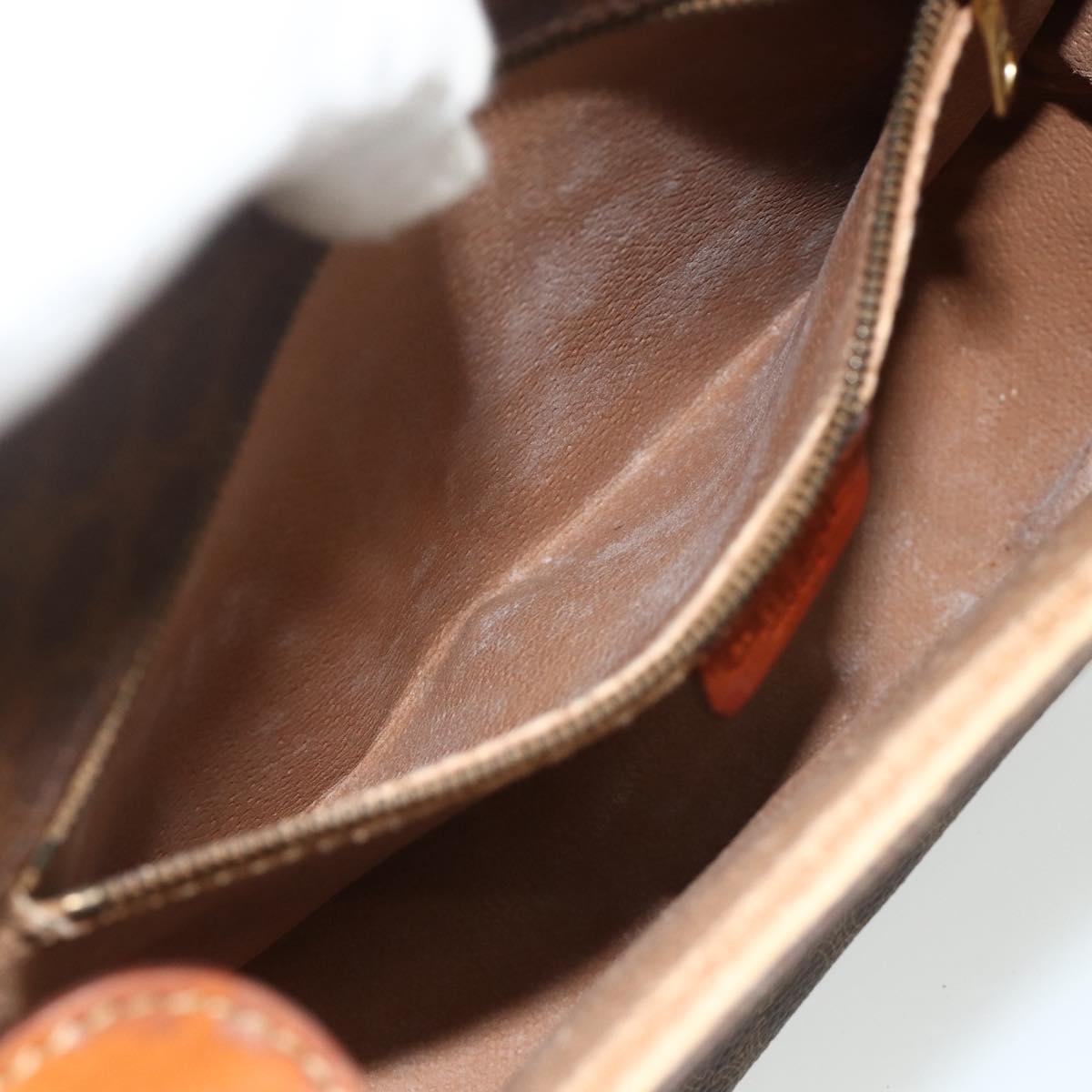 CELINE Macadam Canvas Shoulder Bag PVC Leather Brown Gold Auth ep14625