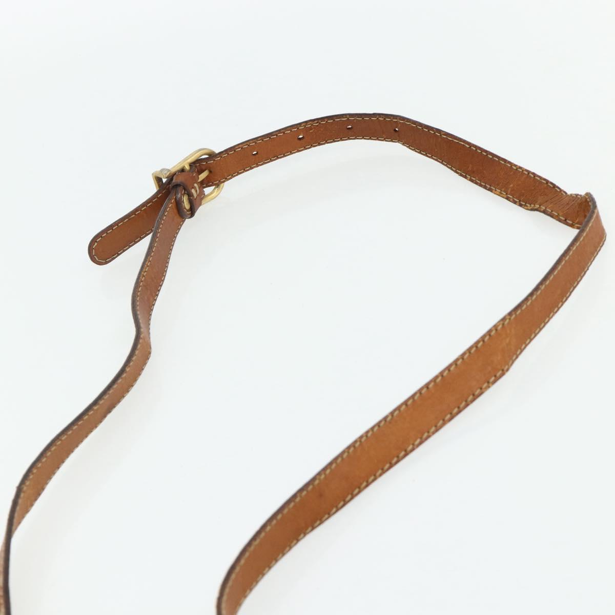 CELINE Macadam Canvas Shoulder Bag PVC Leather Brown Gold Auth ep14625
