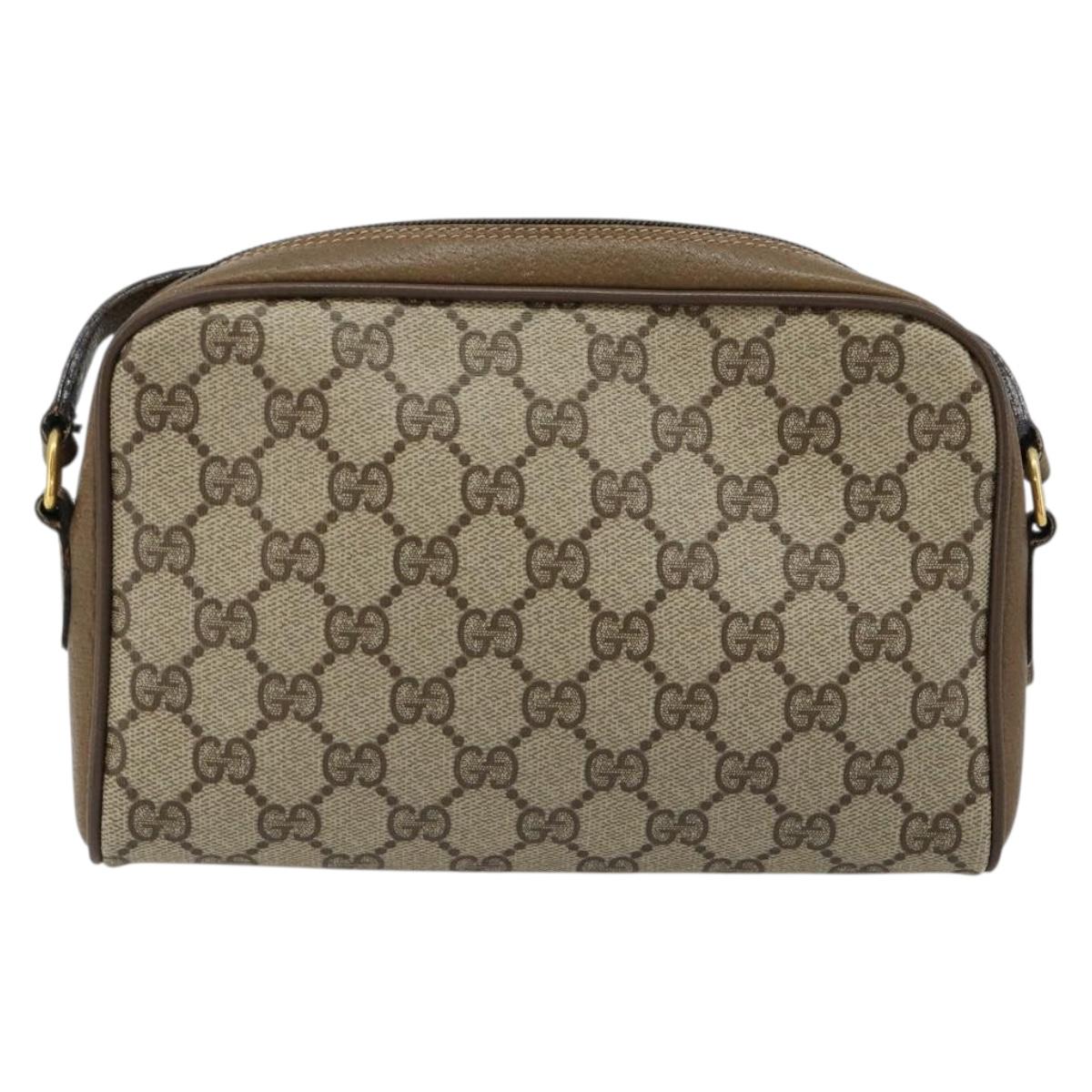 GUCCI GG Supreme Web Sherry Line Bag PVC Beige Gold 116 02 089 Auth ep14626