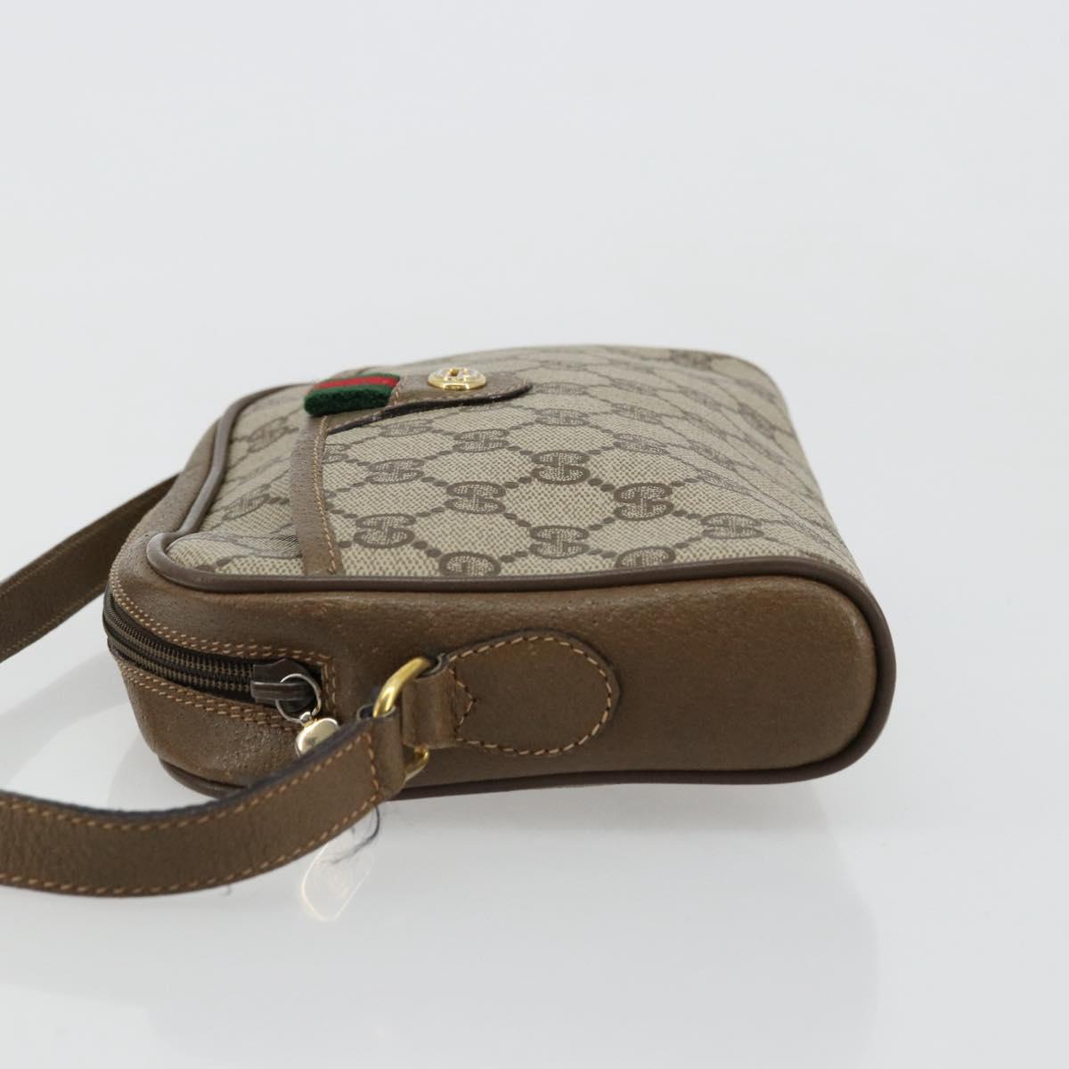 GUCCI GG Supreme Web Sherry Line Bag PVC Beige Gold 116 02 089 Auth ep14626
