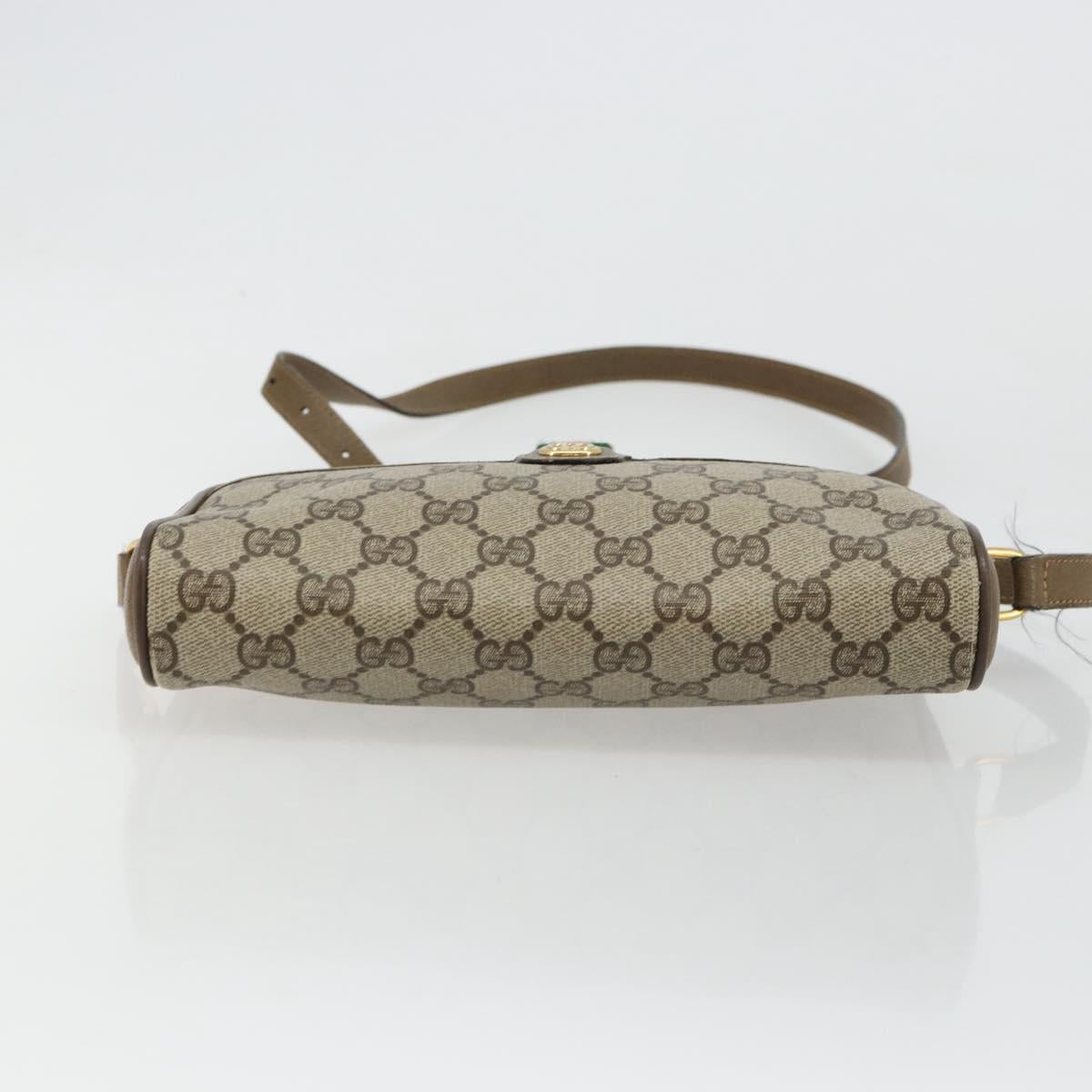 GUCCI GG Supreme Web Sherry Line Bag PVC Beige Gold 116 02 089 Auth ep14626