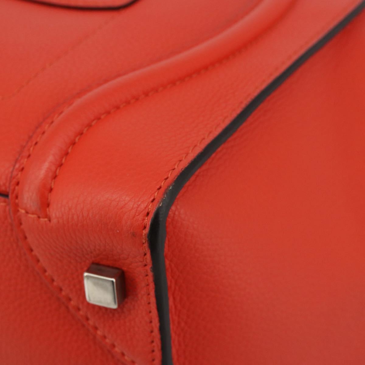 CELINE Luggage Mini Shopper Hand Bag Leather Orange Silver Auth ep14630A