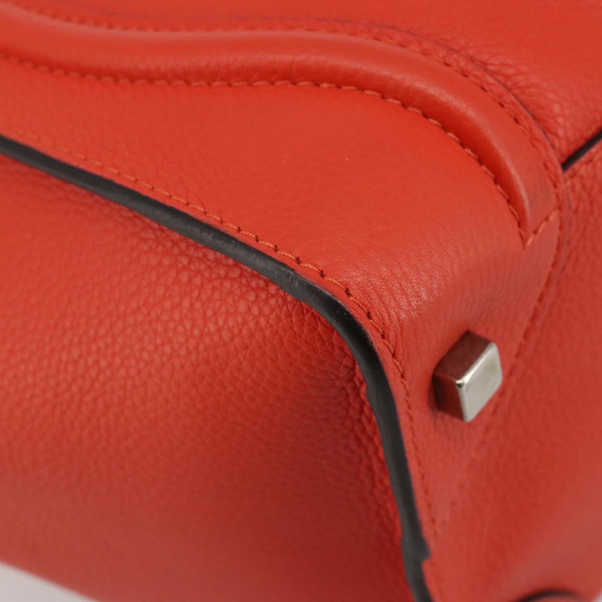 CELINE Luggage Mini Shopper Hand Bag Leather Orange Silver Auth ep14630A