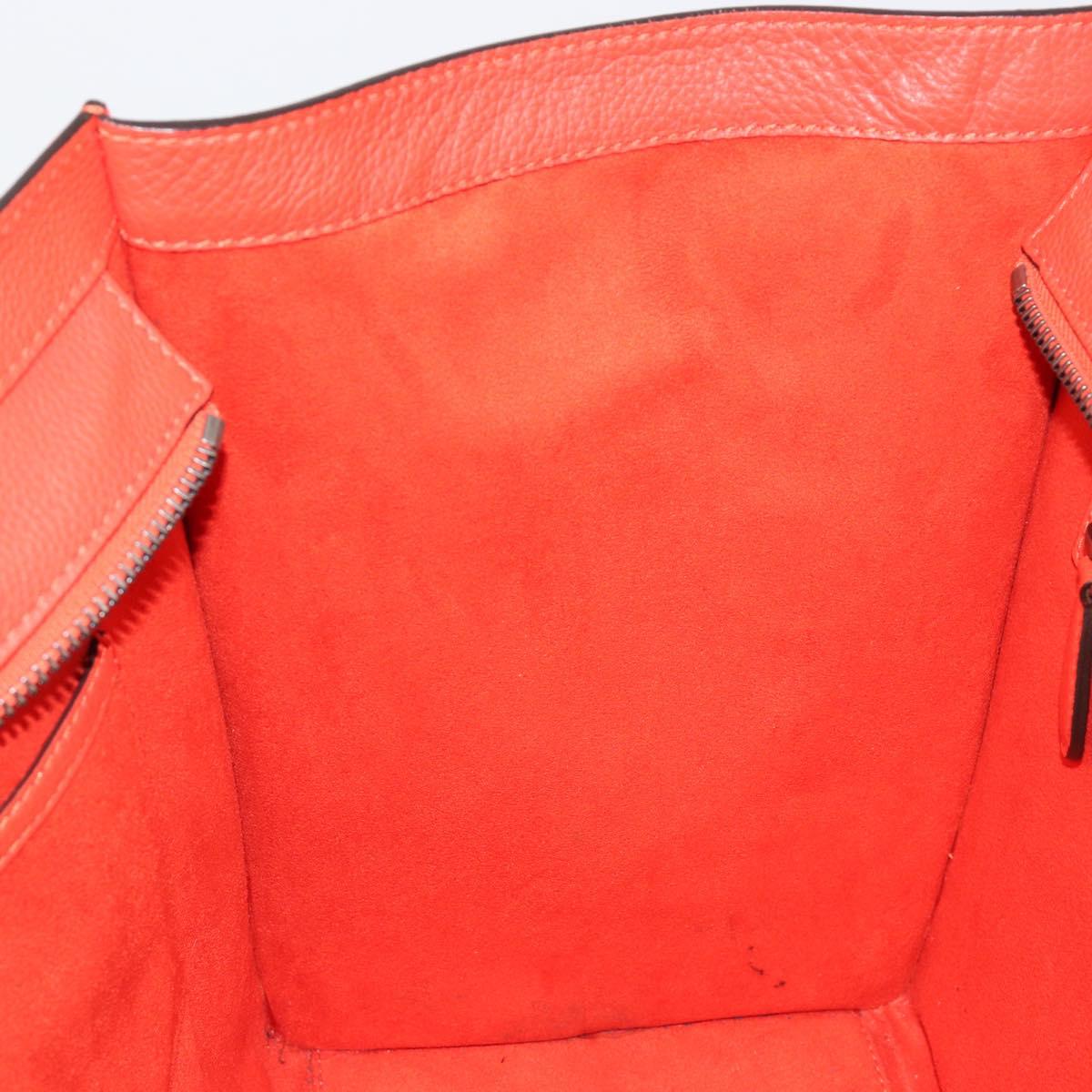 CELINE Luggage Mini Shopper Hand Bag Leather Orange Silver Auth ep14630A