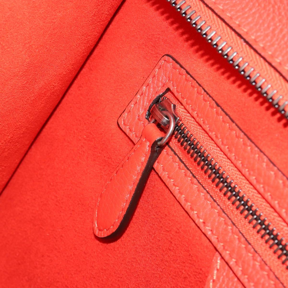 CELINE Luggage Mini Shopper Hand Bag Leather Orange Silver Auth ep14630A